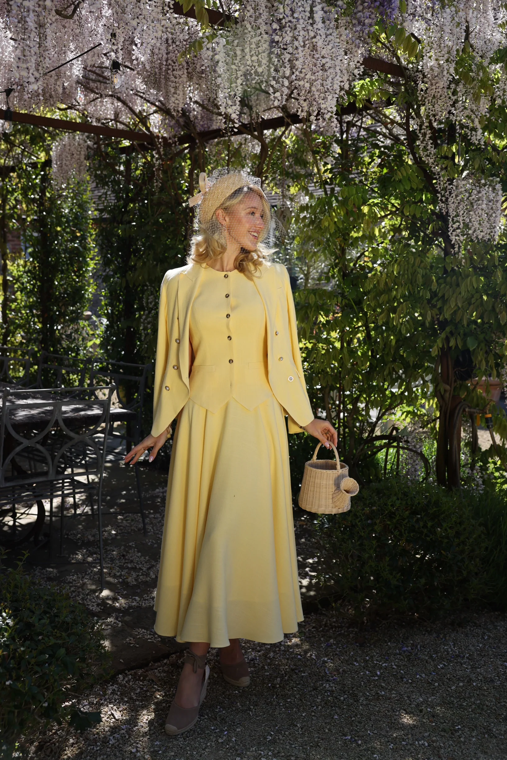 360 Maxi Linen Circle Skirt (Lemon Linen) - Image 2