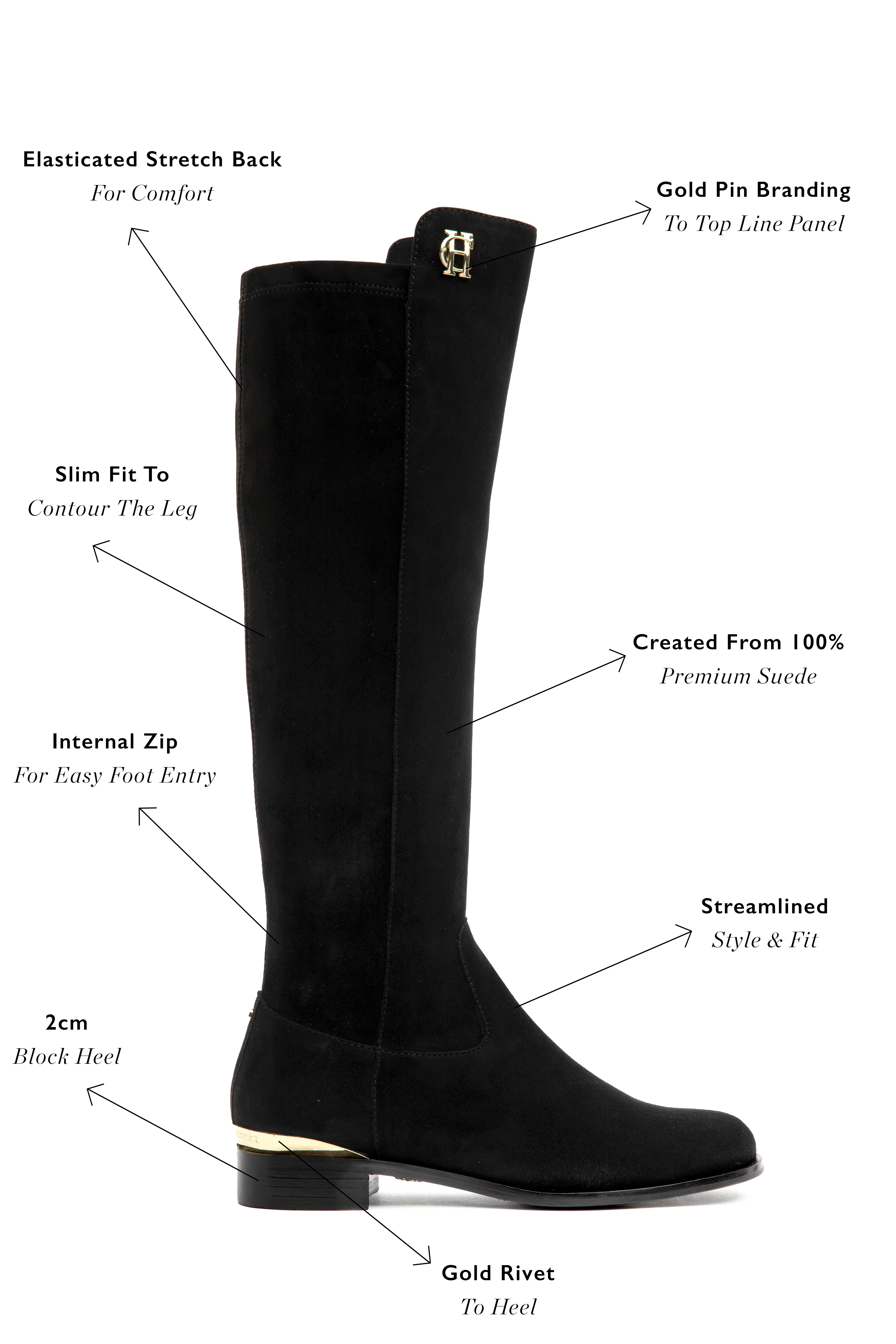 Albany Knee Boot (Black Suede) - Image 8