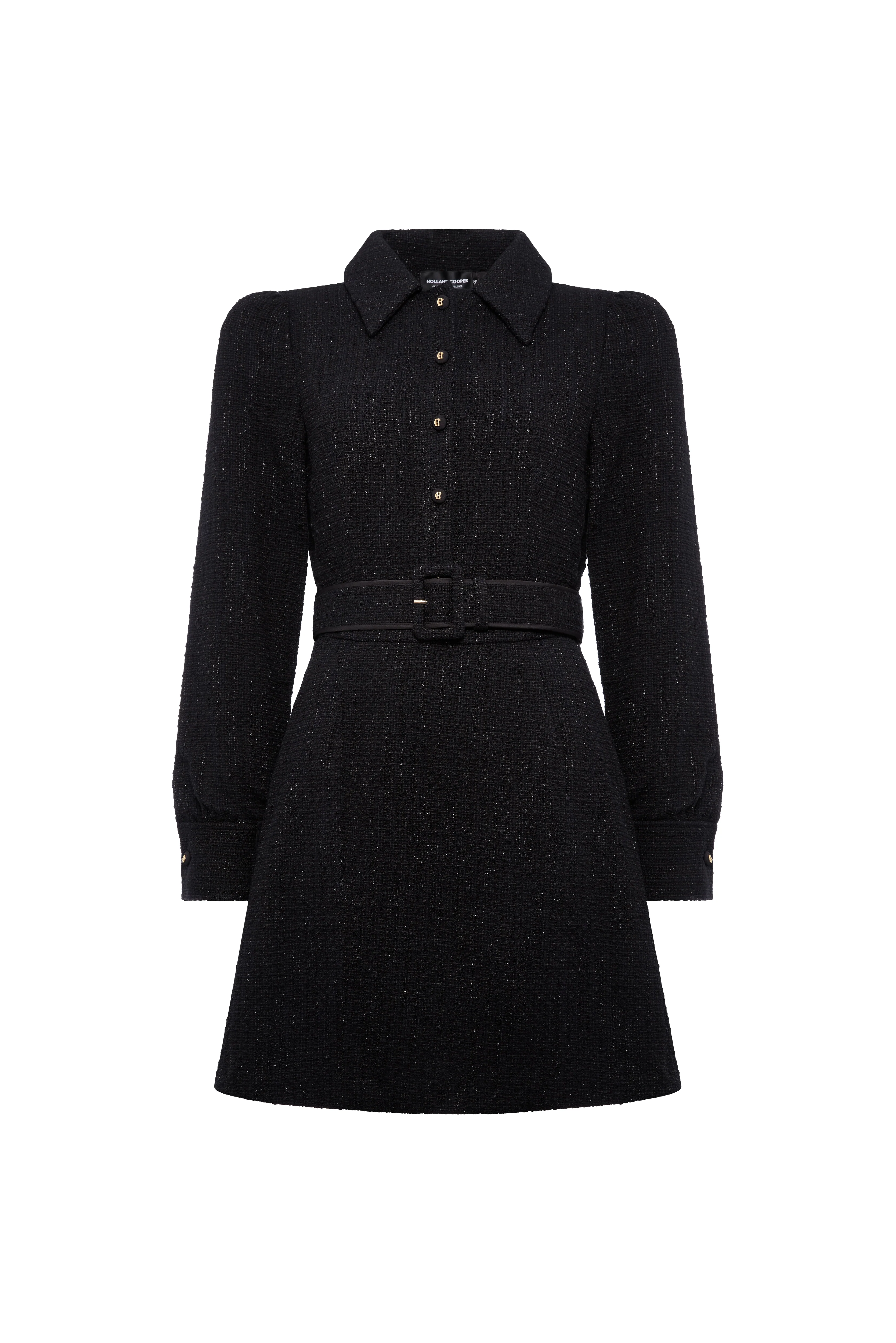 Alice Collared Mini Dress (Black Sparkle) - Image 6