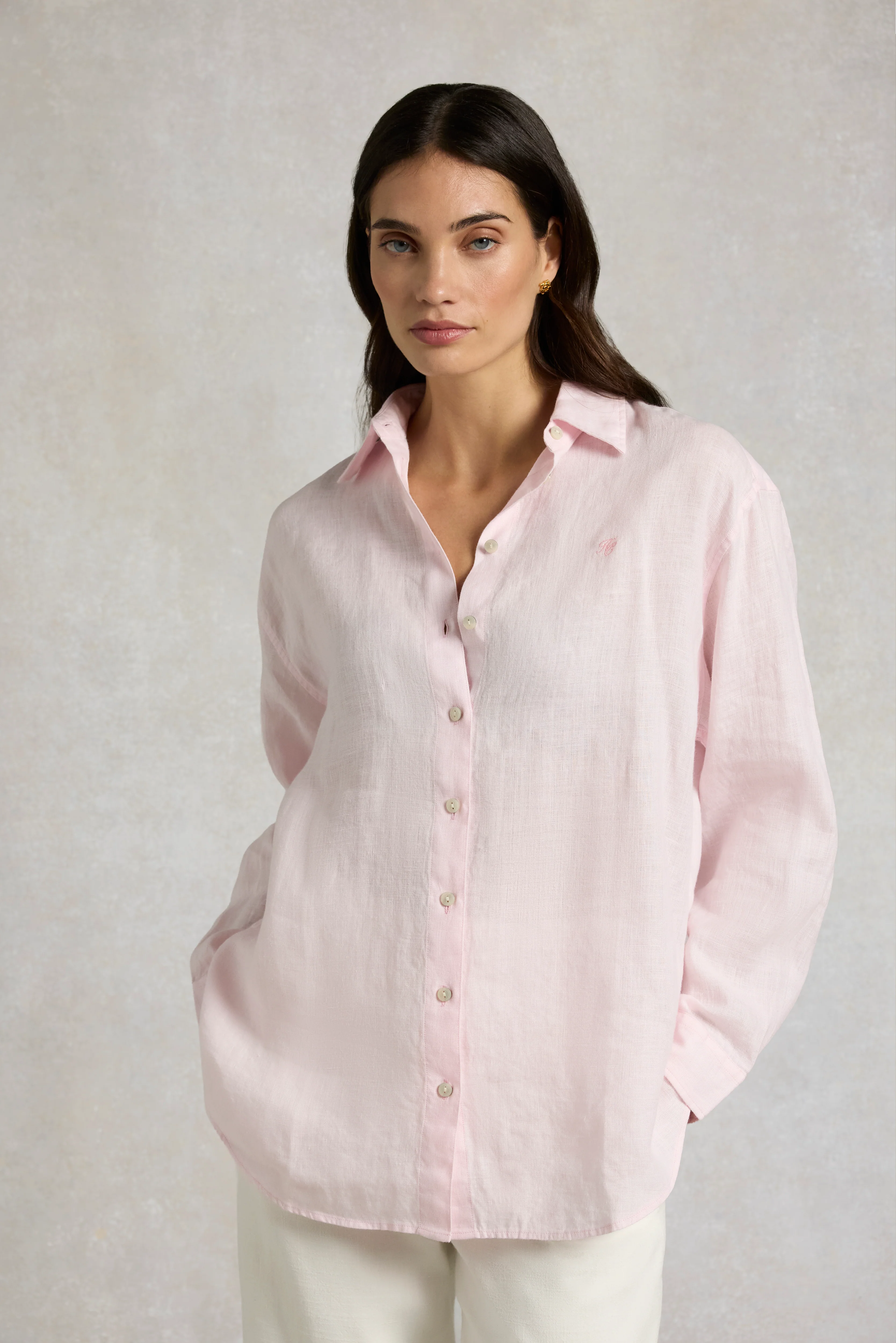 Amalfi Linen Shirt (Powder Pink Linen)