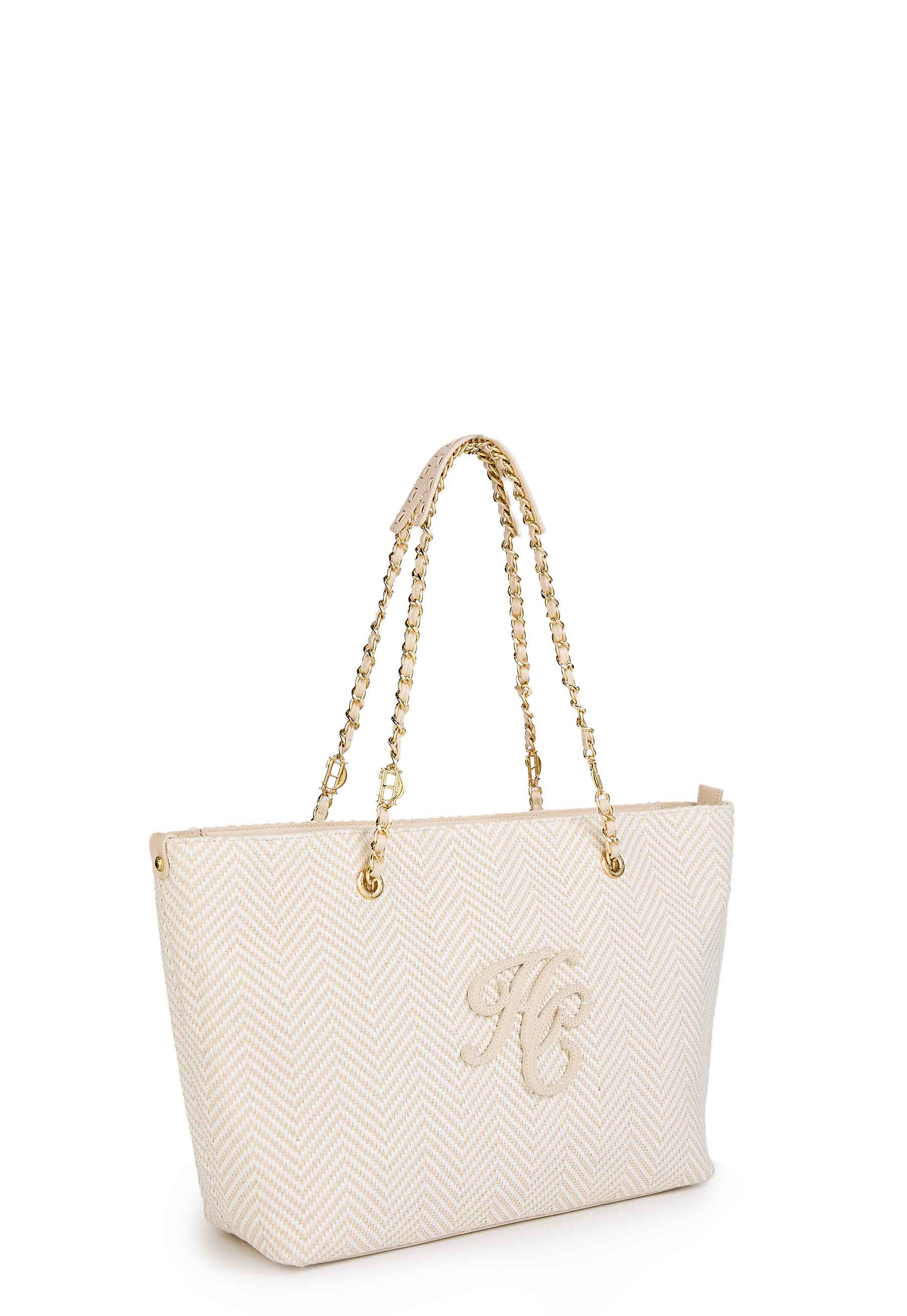 Amalfi Straw Tote (Cream Herringbone) - Image 4