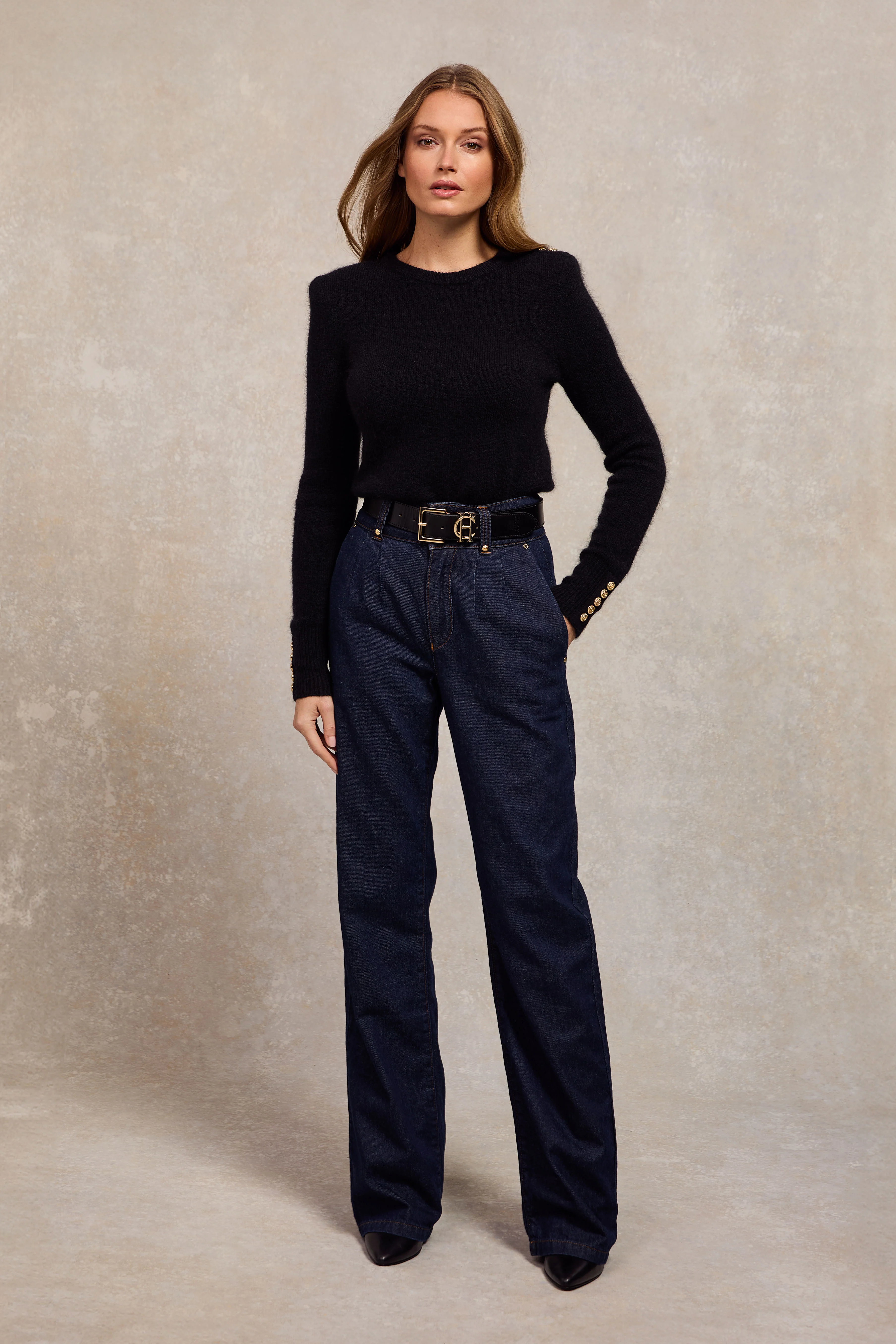 Amy Crew Neck Knit (Black) - Image 2