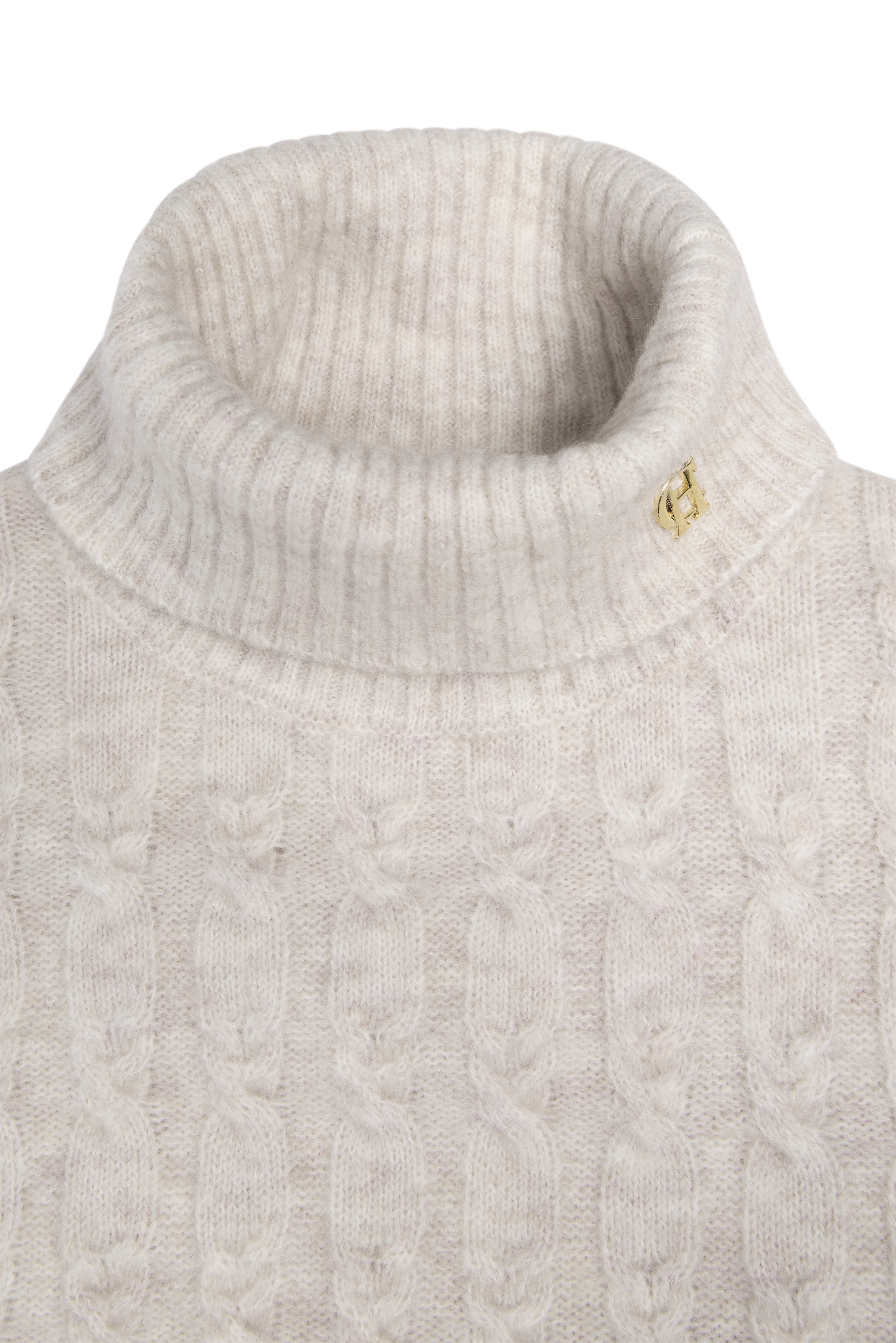 Antonia Cable Roll Neck Knit (Barley) - Image 7