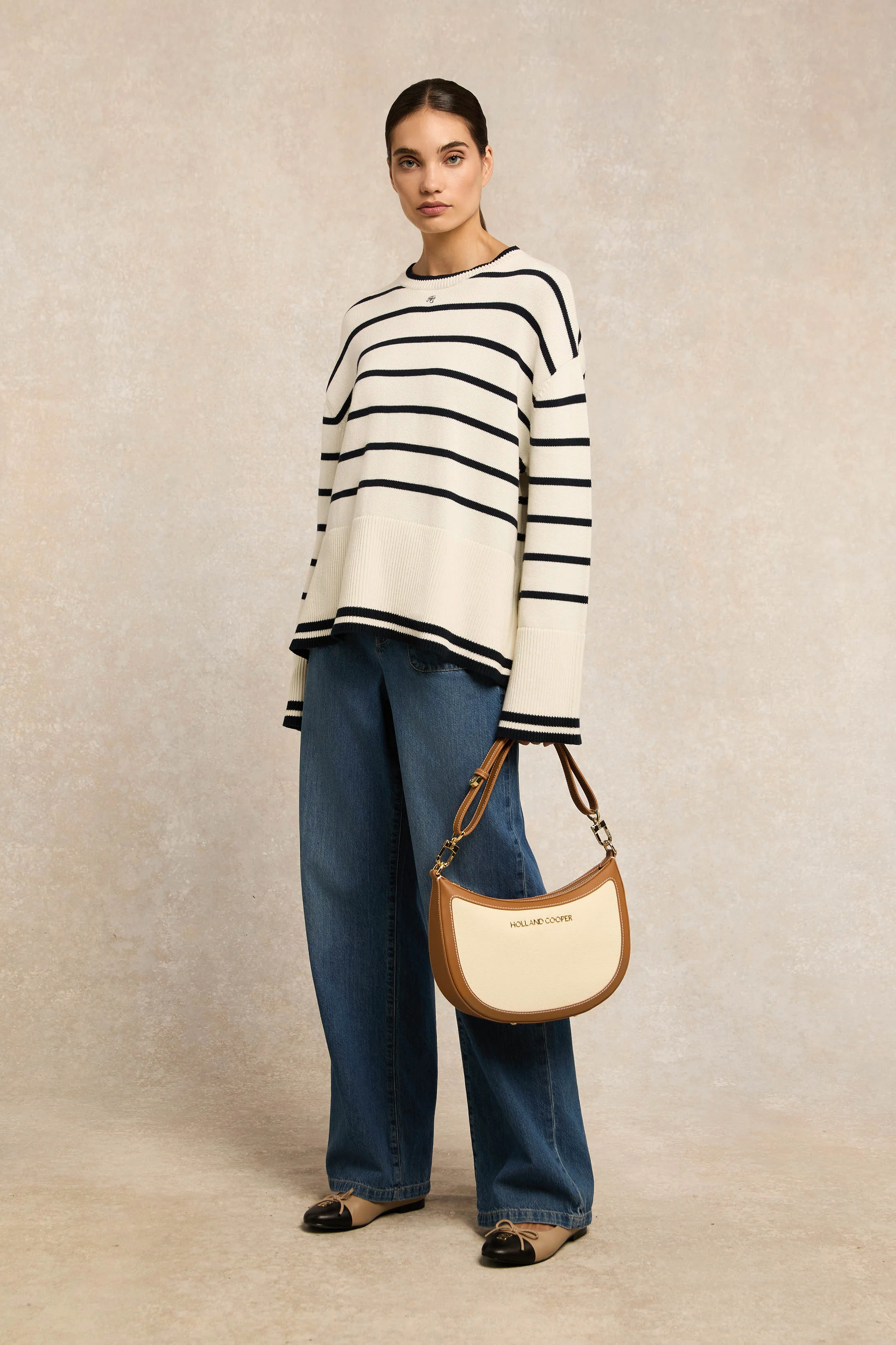 Antonia Crew Neck Knit (Natural Stripe) - Image 2