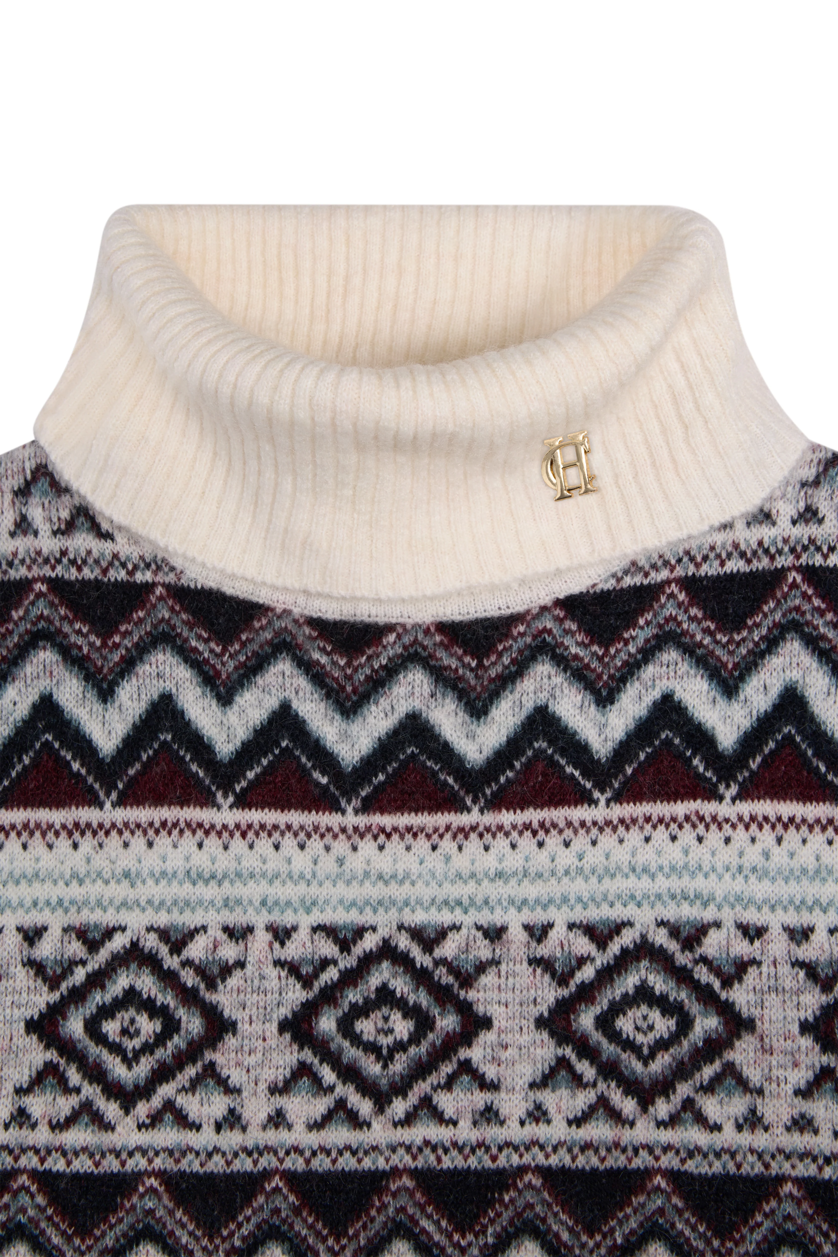 Antonia Fairisle Roll Neck Knit (Natural) - Image 6
