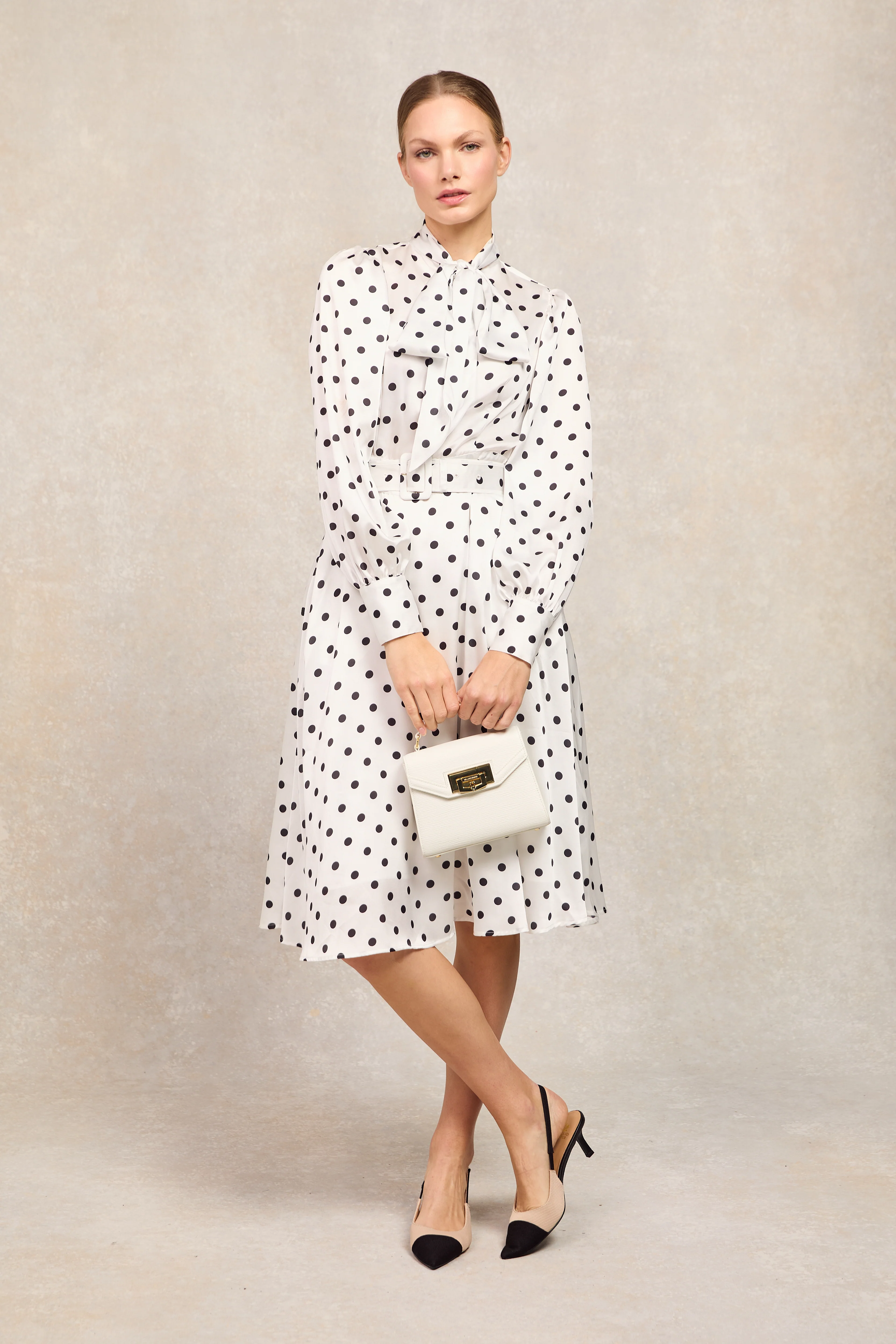 Ariella Midi Dress (White Black Polka Dot) - Image 3