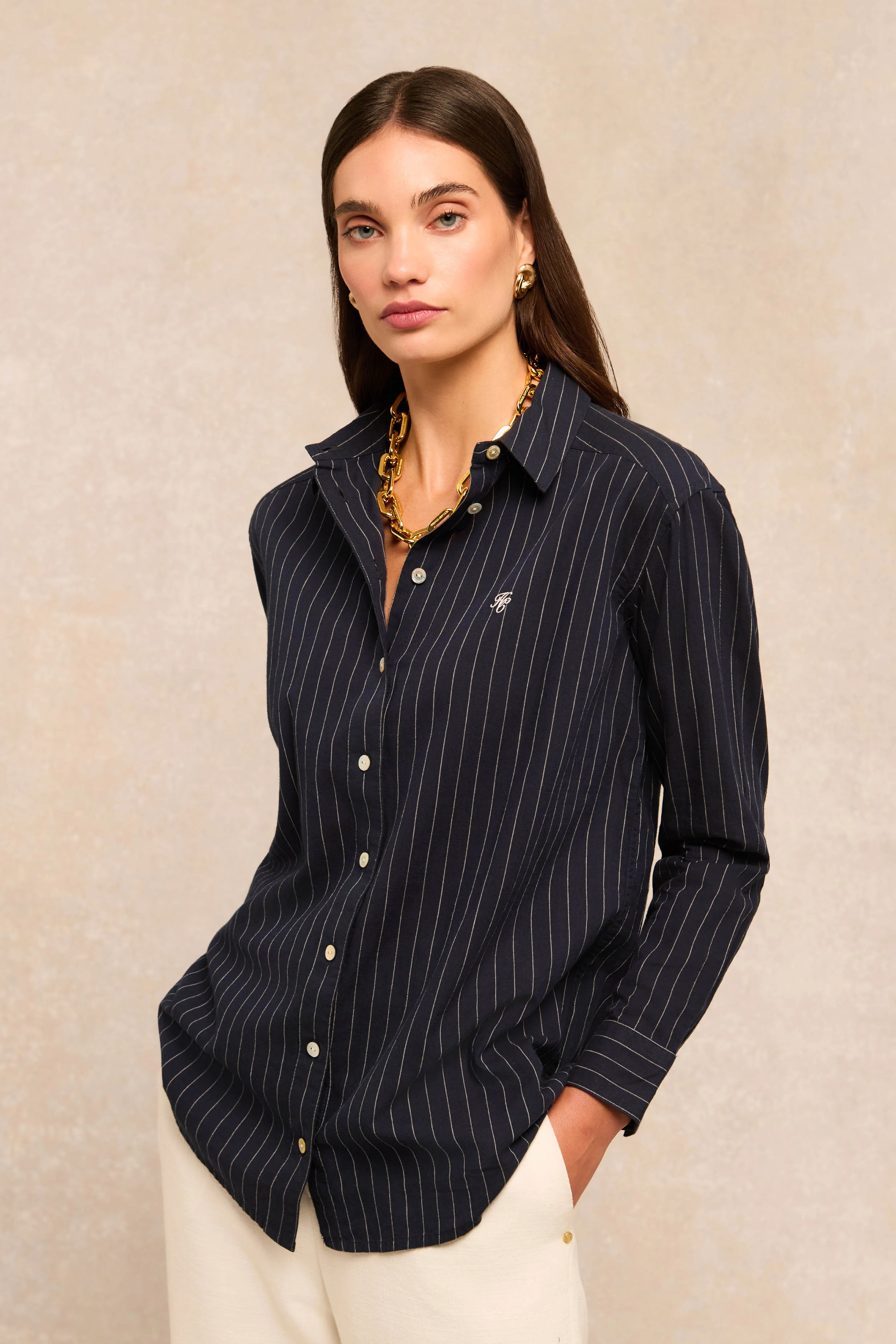Athena Shirt (Navy Pinstripe) - Image 7
