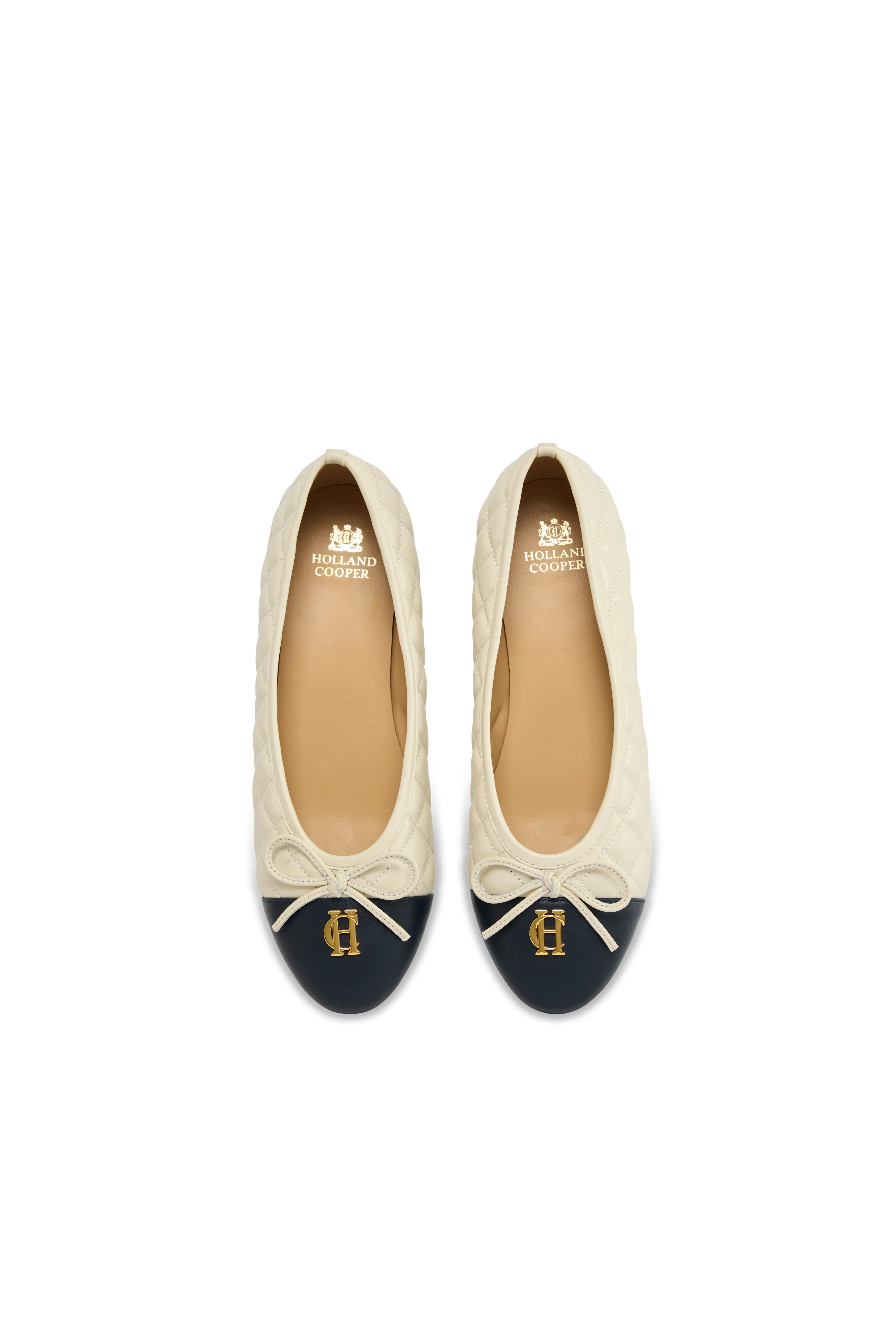 Ballet Shoe (Cream Navy Quilt Leather) - Image 5