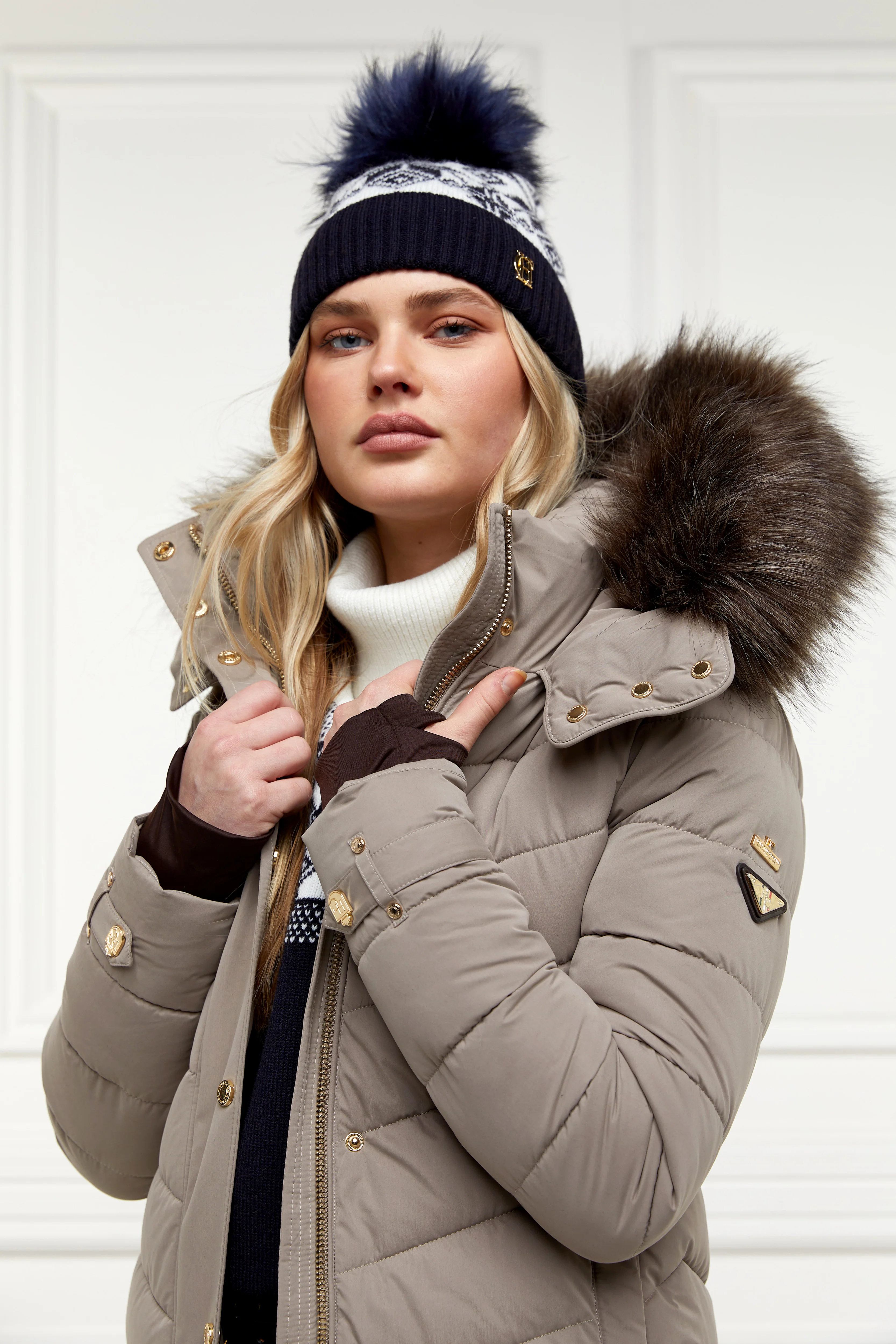 Beatrice Bobble Hat (Ink Navy Cream) - Image 3