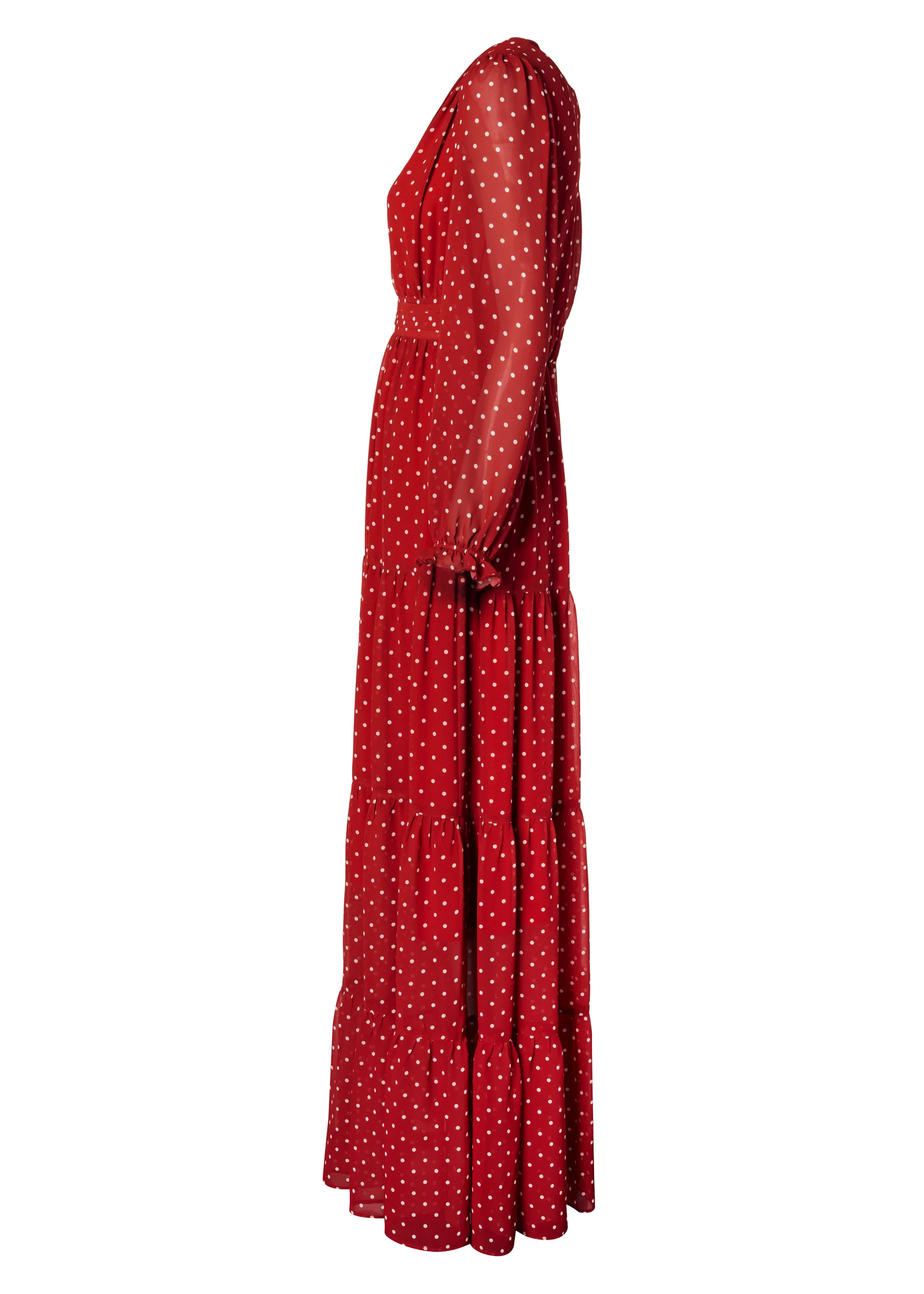 Bella Tiered Maxi Dress (Red White Polka Dot) - Image 8