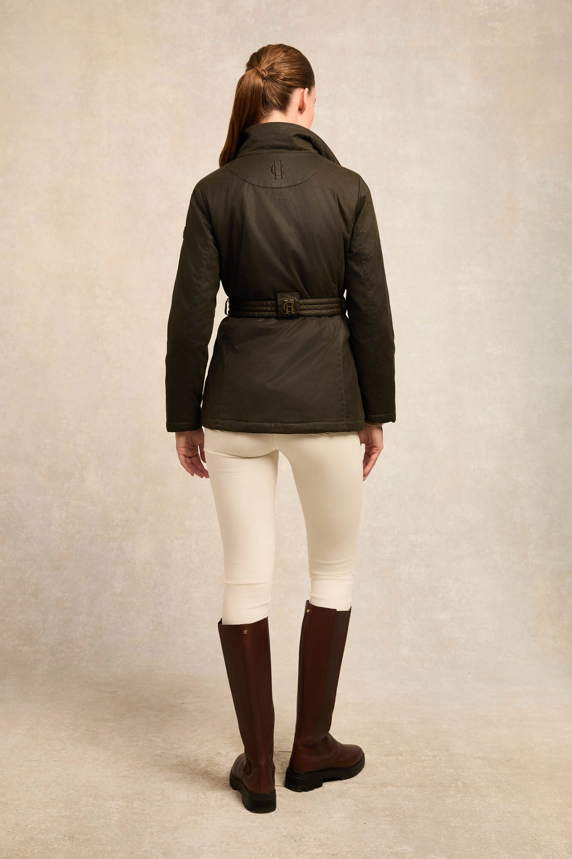 Belted Waxed Jacket (Dark Olive) - Image 7