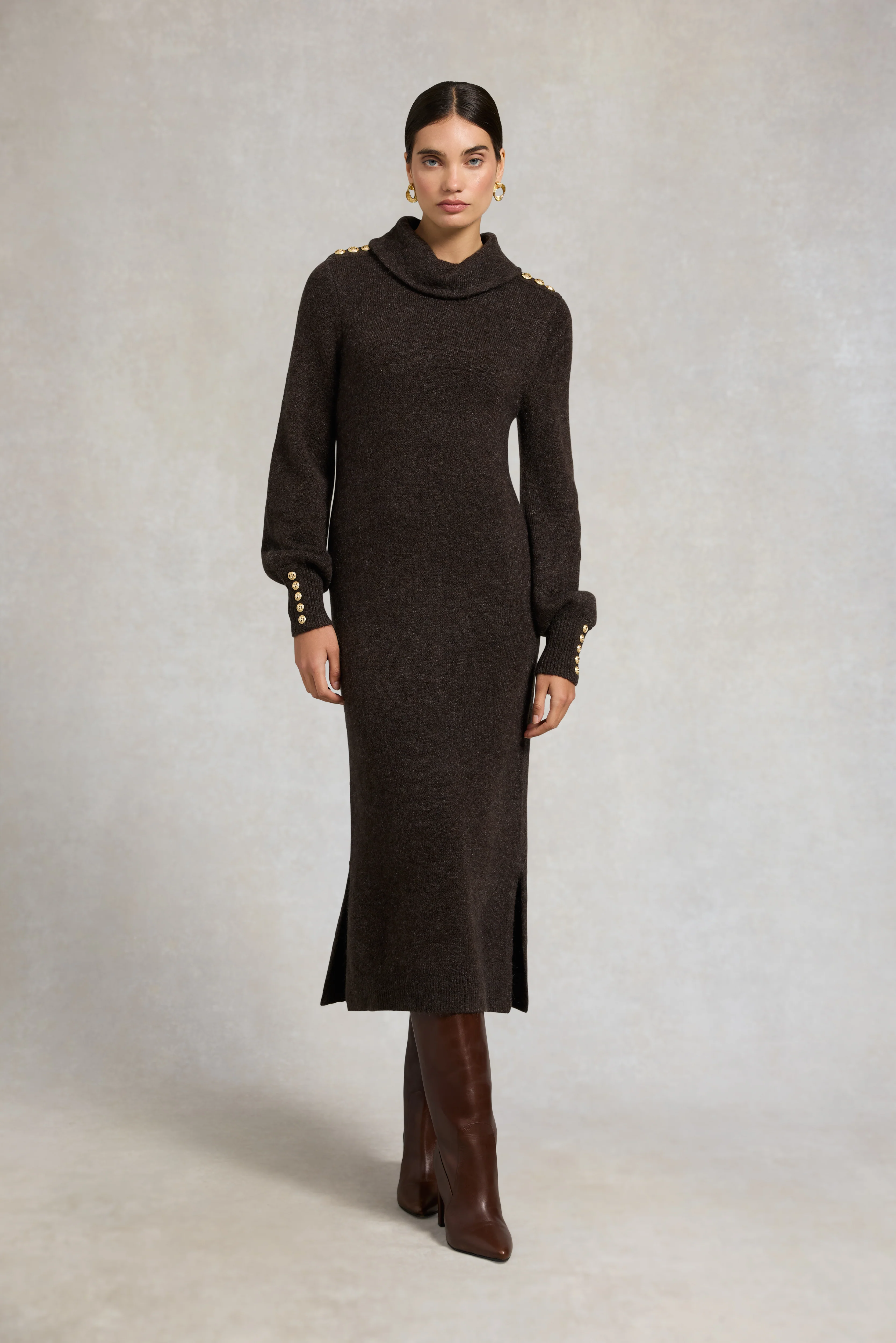Berkeley Roll Neck Dress (Chocolate) - Image 3