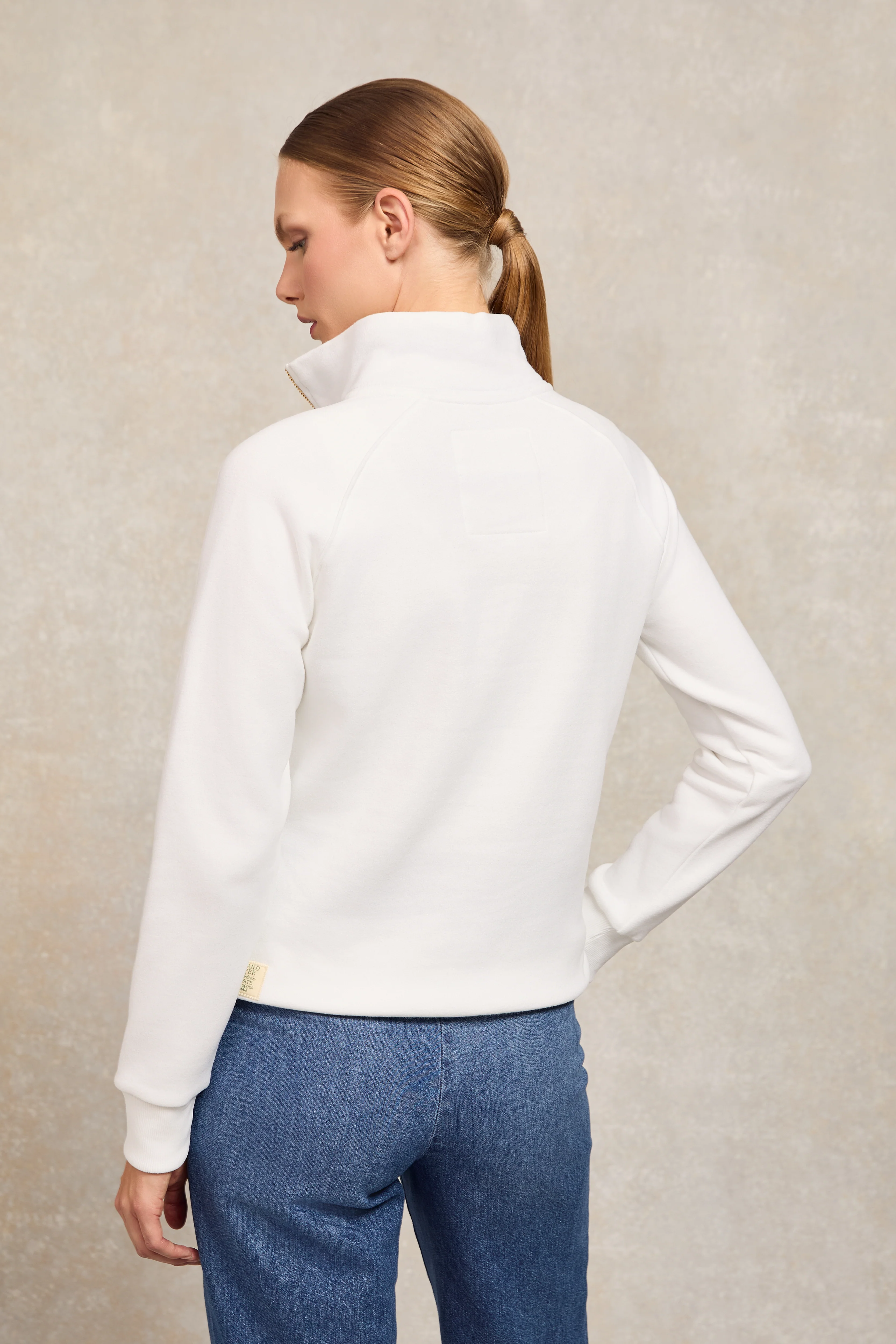 Burford Quarter Zip Neck Sweat (White) - Image 5