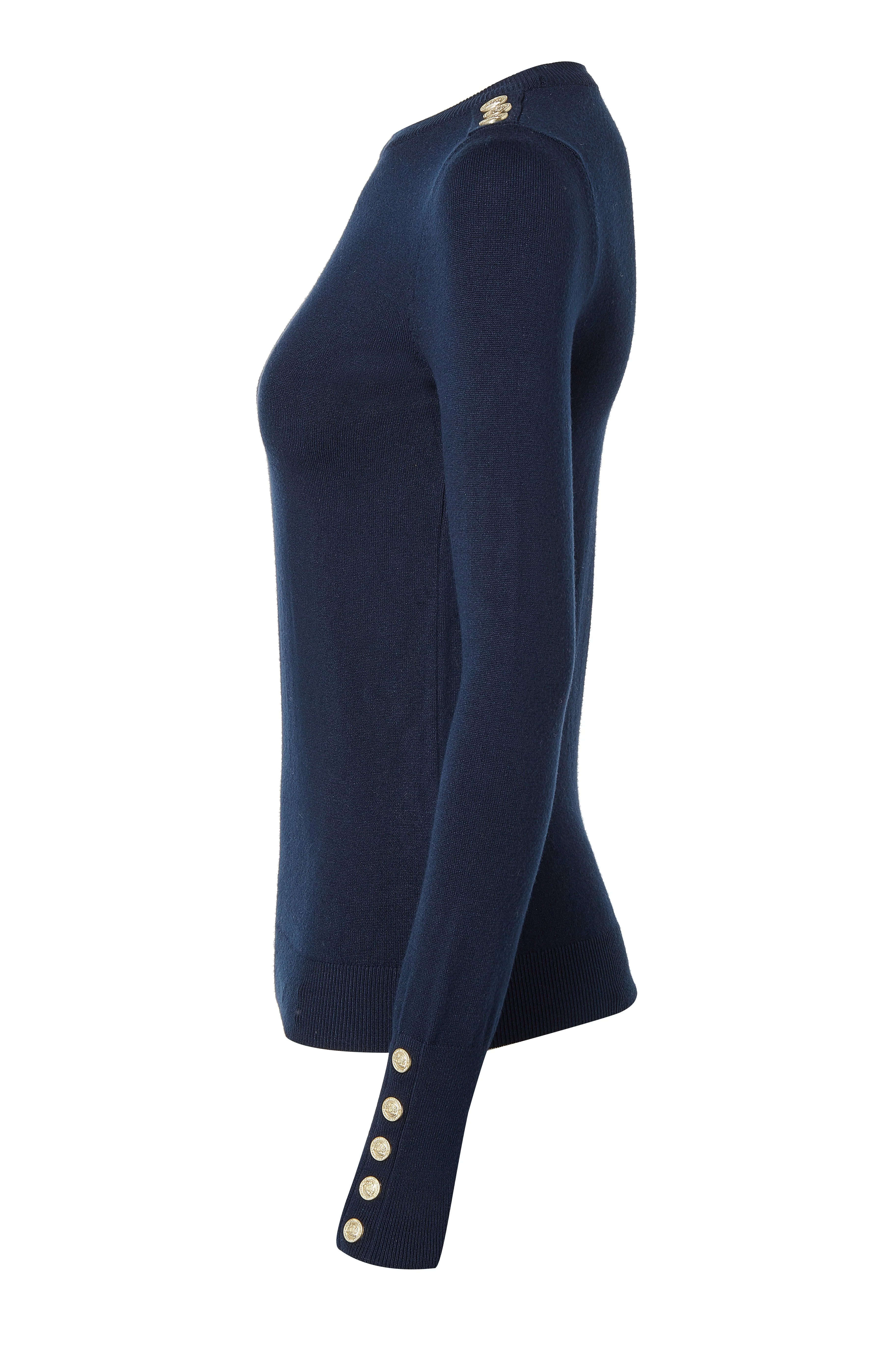 Buttoned Knit Crew Neck (Ink Navy) - Image 7