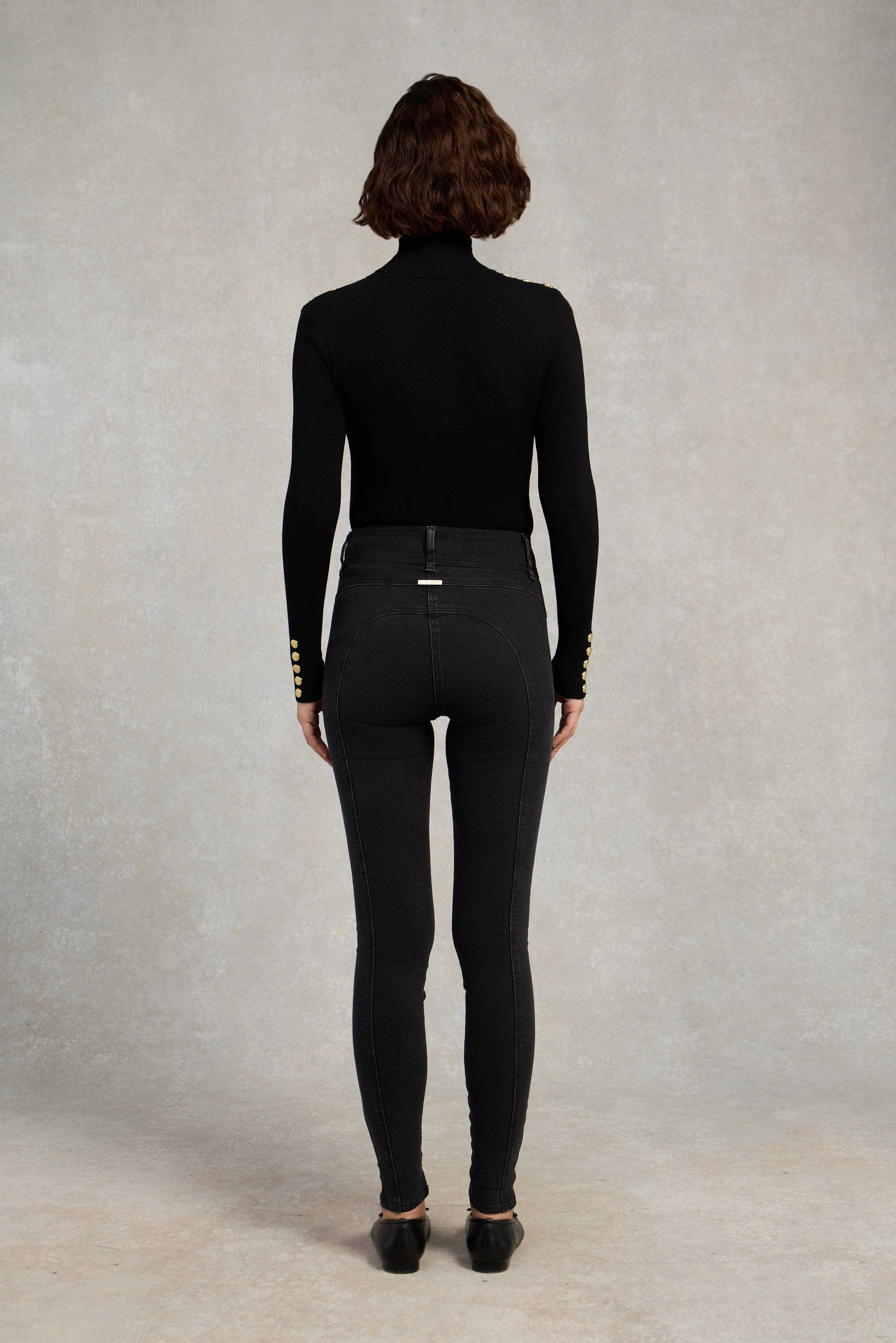 Buttoned Knit Roll Neck (Black) - Image 5