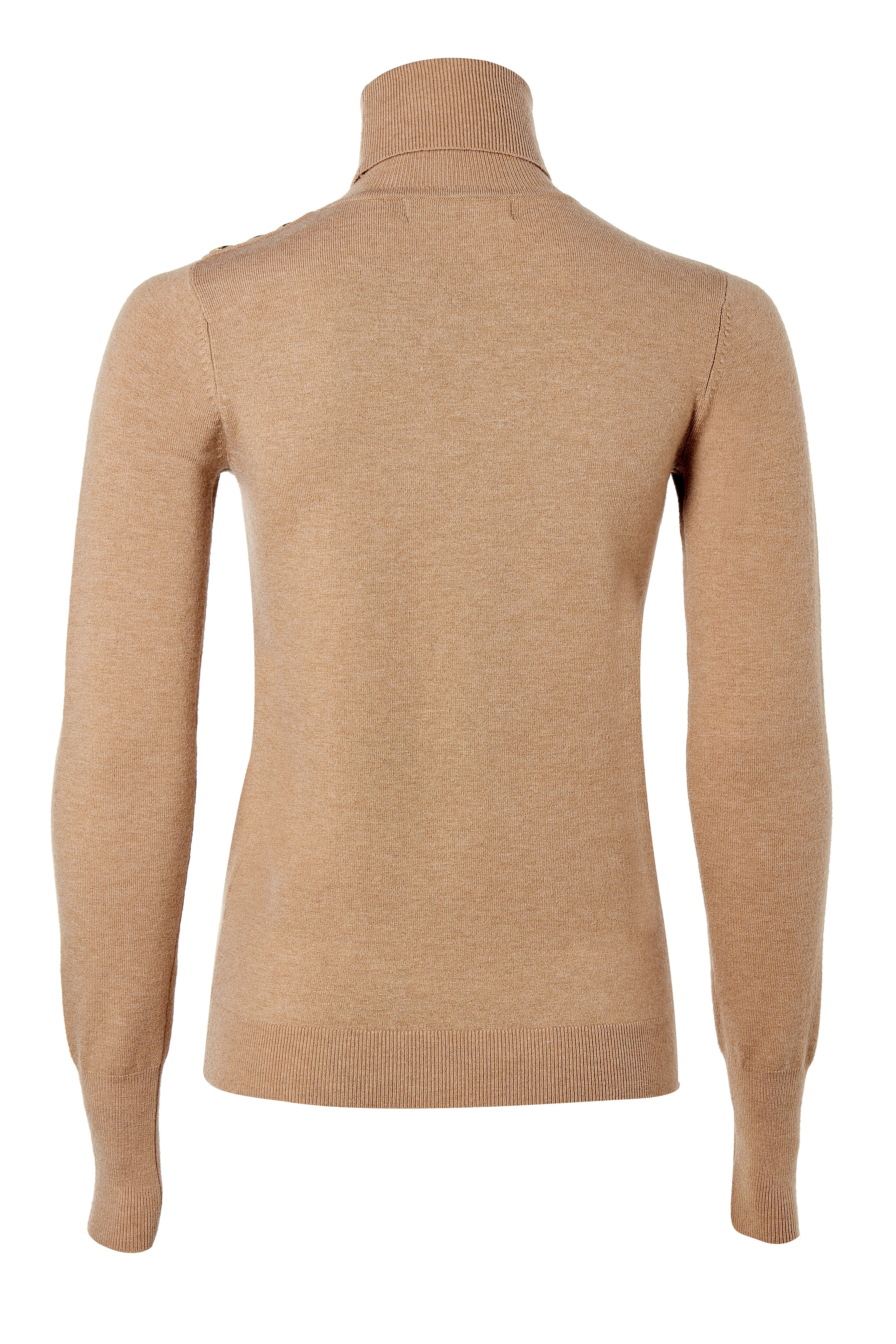 Buttoned Knit Roll Neck (Dark Camel) - Image 6