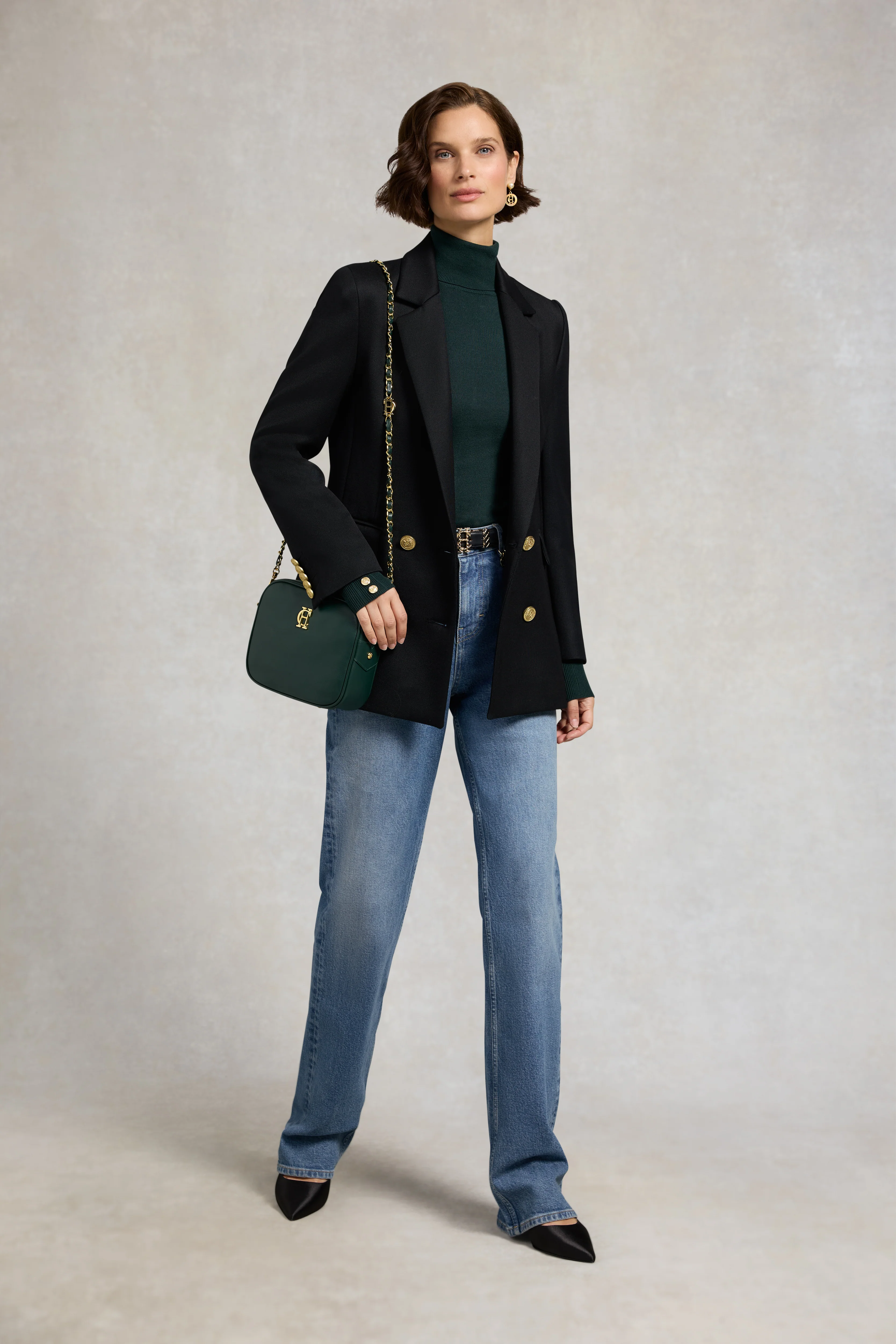 Buttoned Knit Roll Neck (Deep Emerald) - Image 3