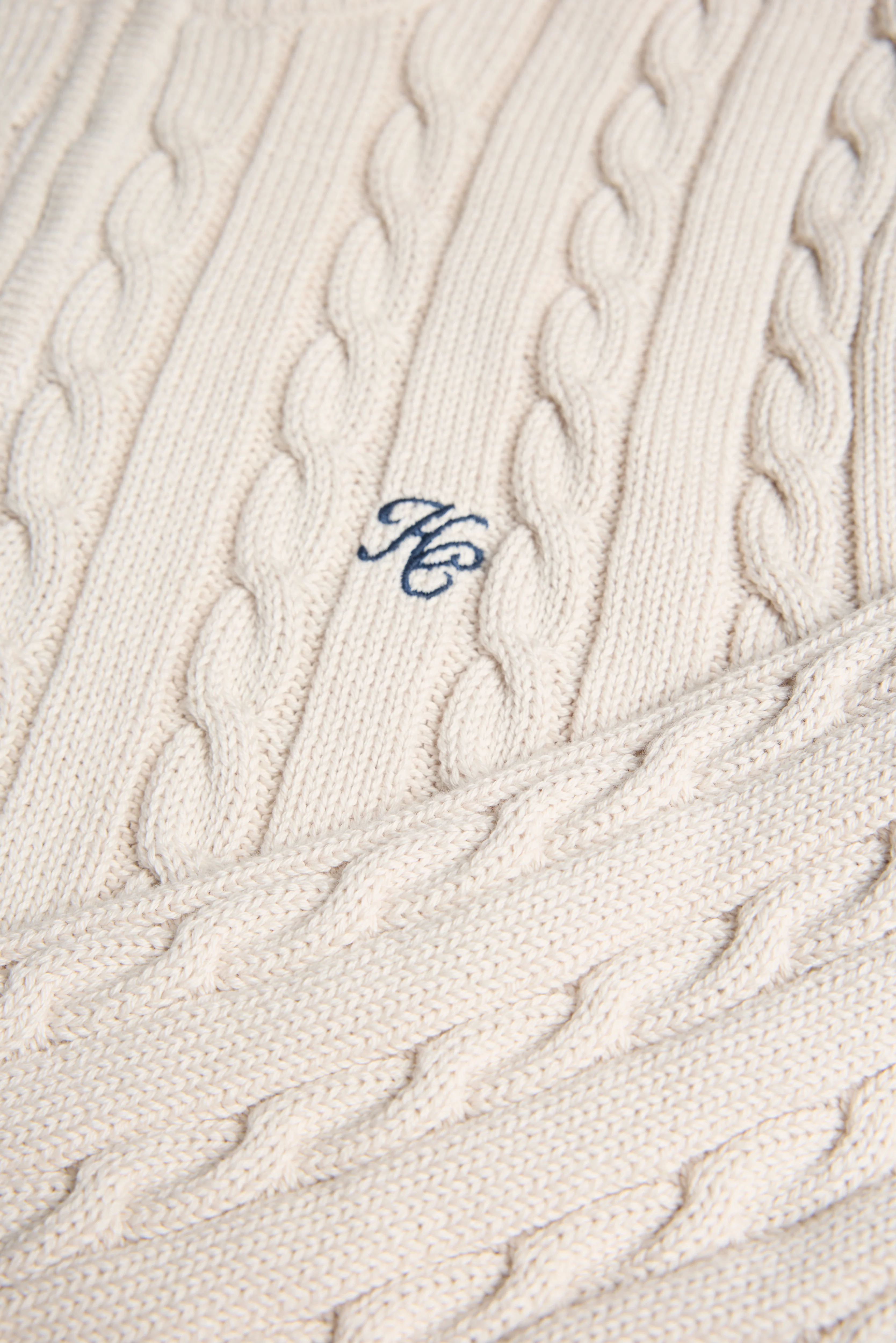 Men's Cable Quarter Zip Knit (Stone) - Image 9