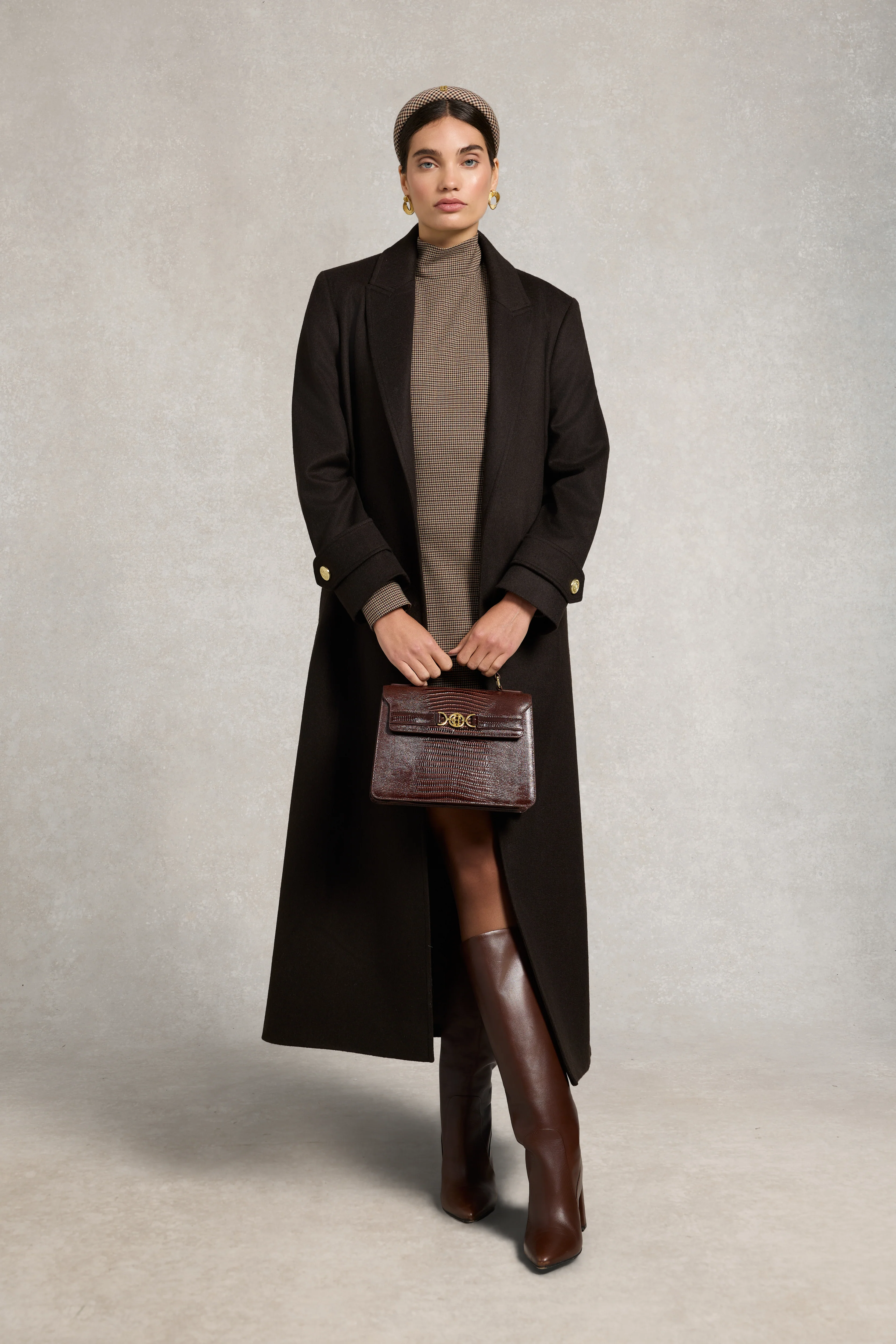Cara Country Mini Dress (Mocha Houndstooth) - Image 3