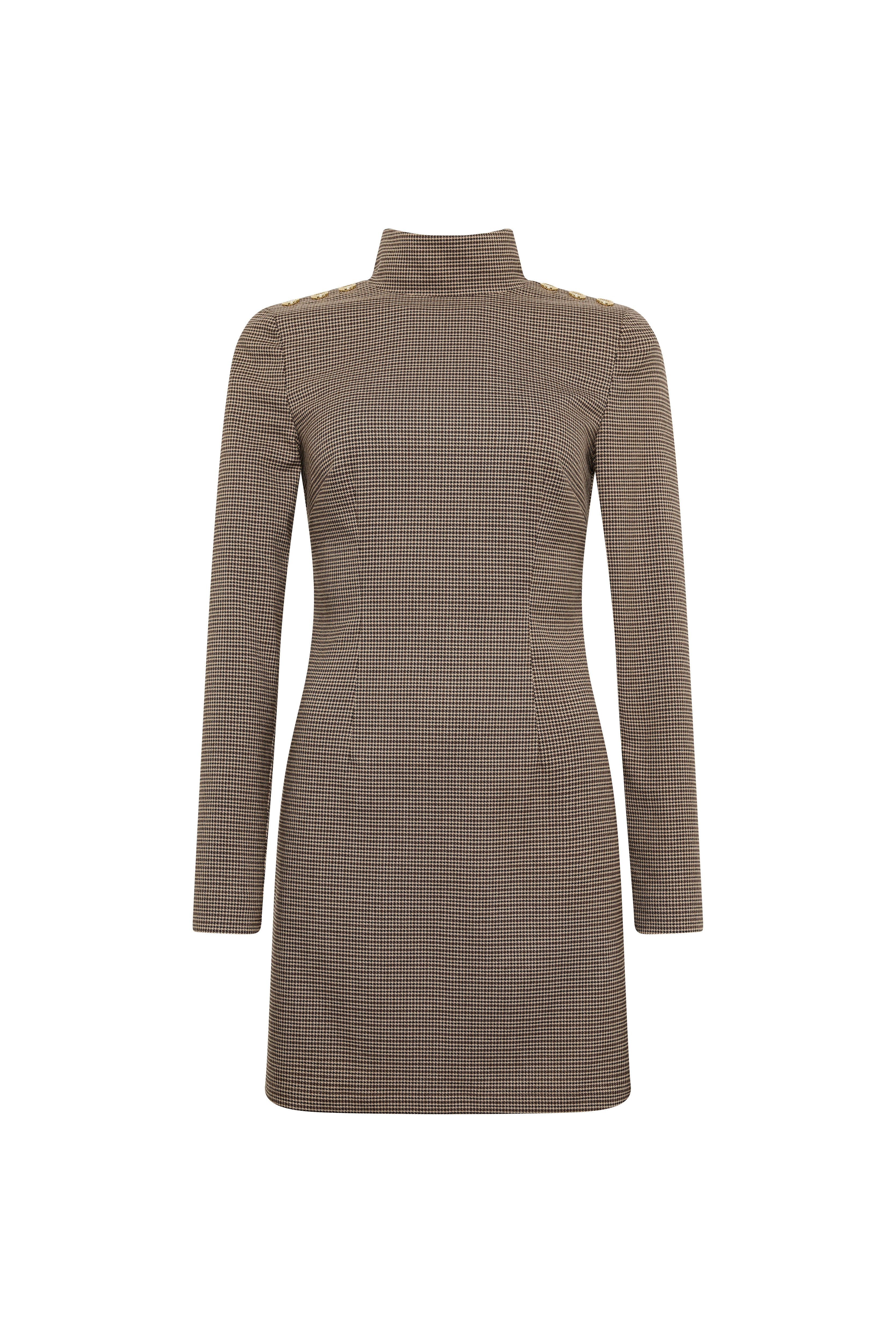 Cara Country Mini Dress (Mocha Houndstooth) - Image 4
