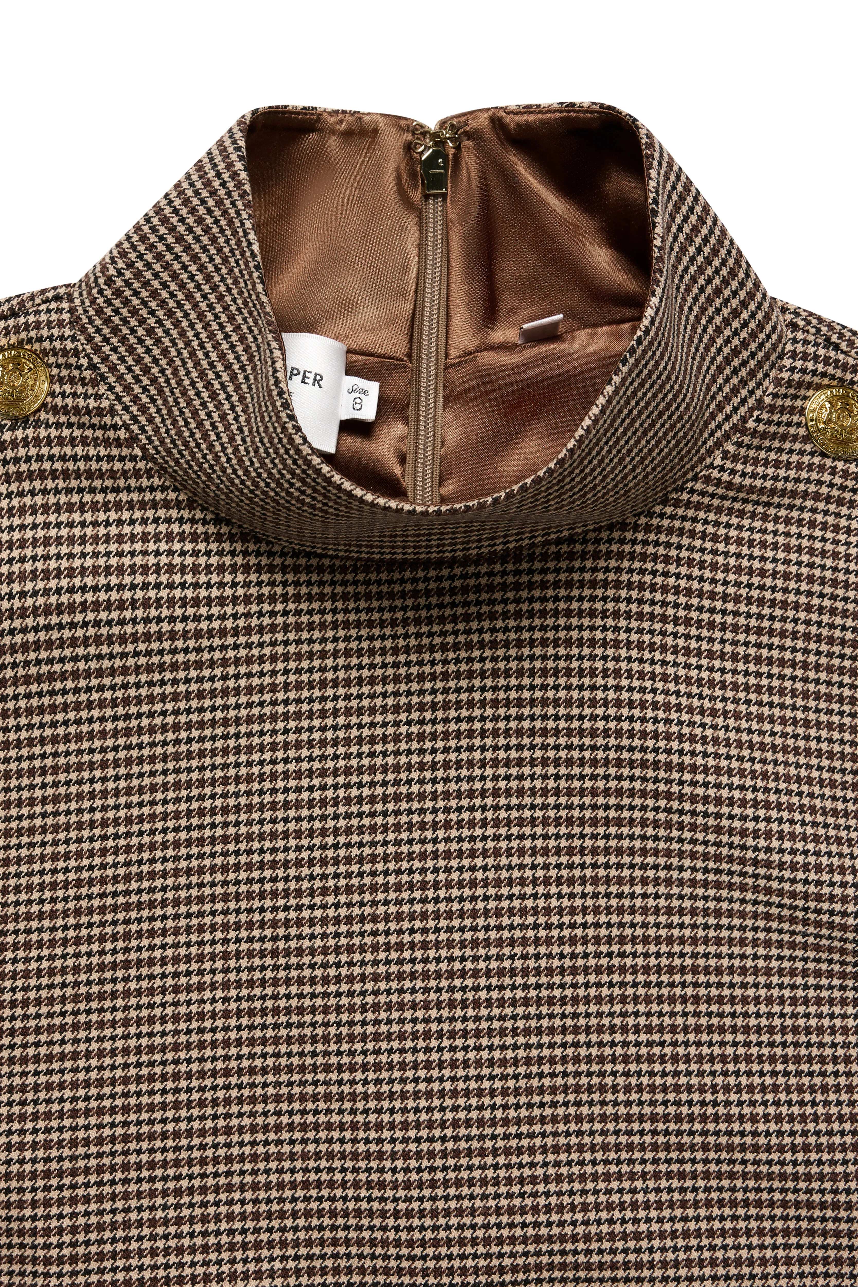 Cara Country Mini Dress (Mocha Houndstooth) - Image 6