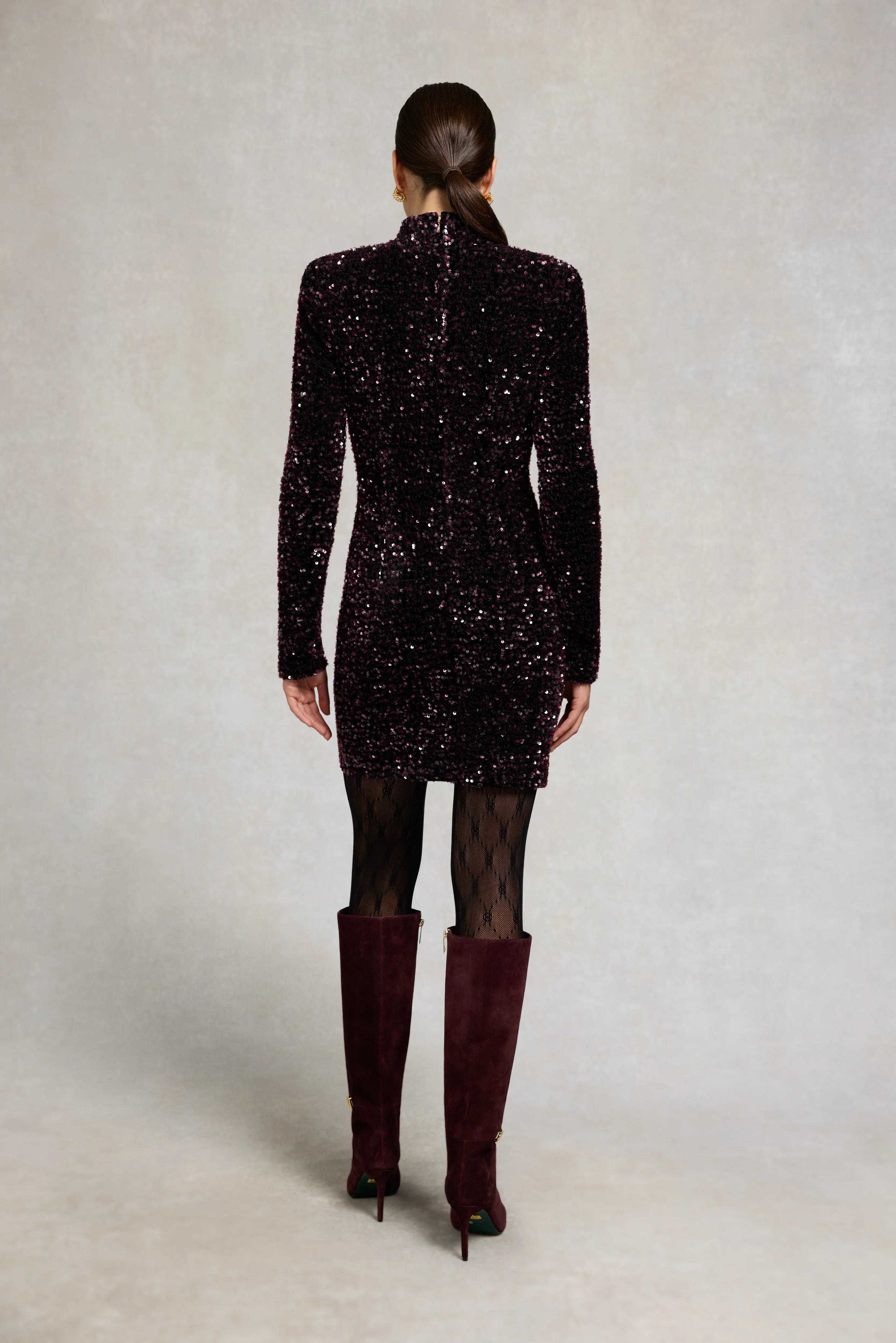 Cara Sequin Mini Dress (Burgundy) - Image 6