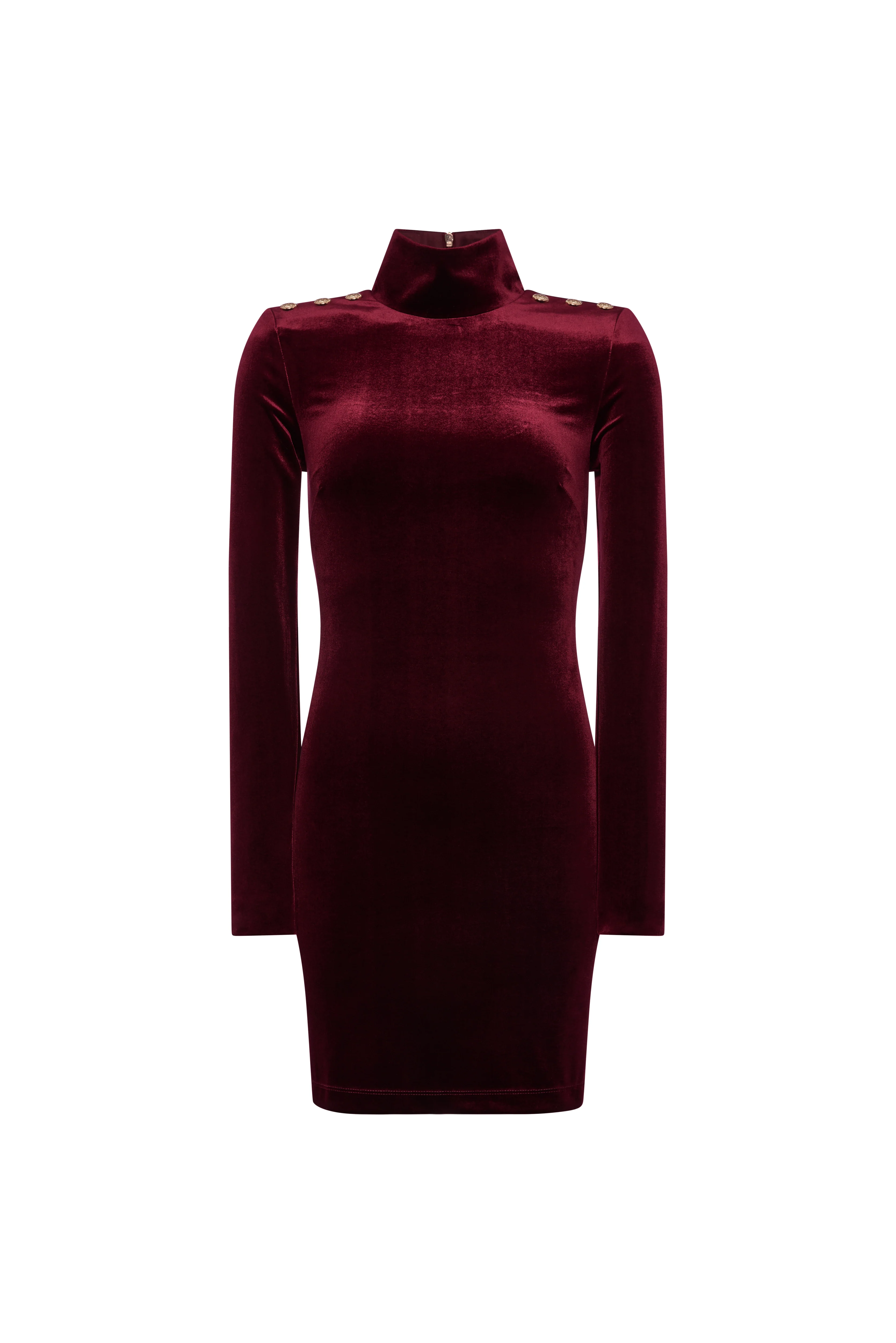 Cara Velvet Mini Dress (Burgundy) - Image 6