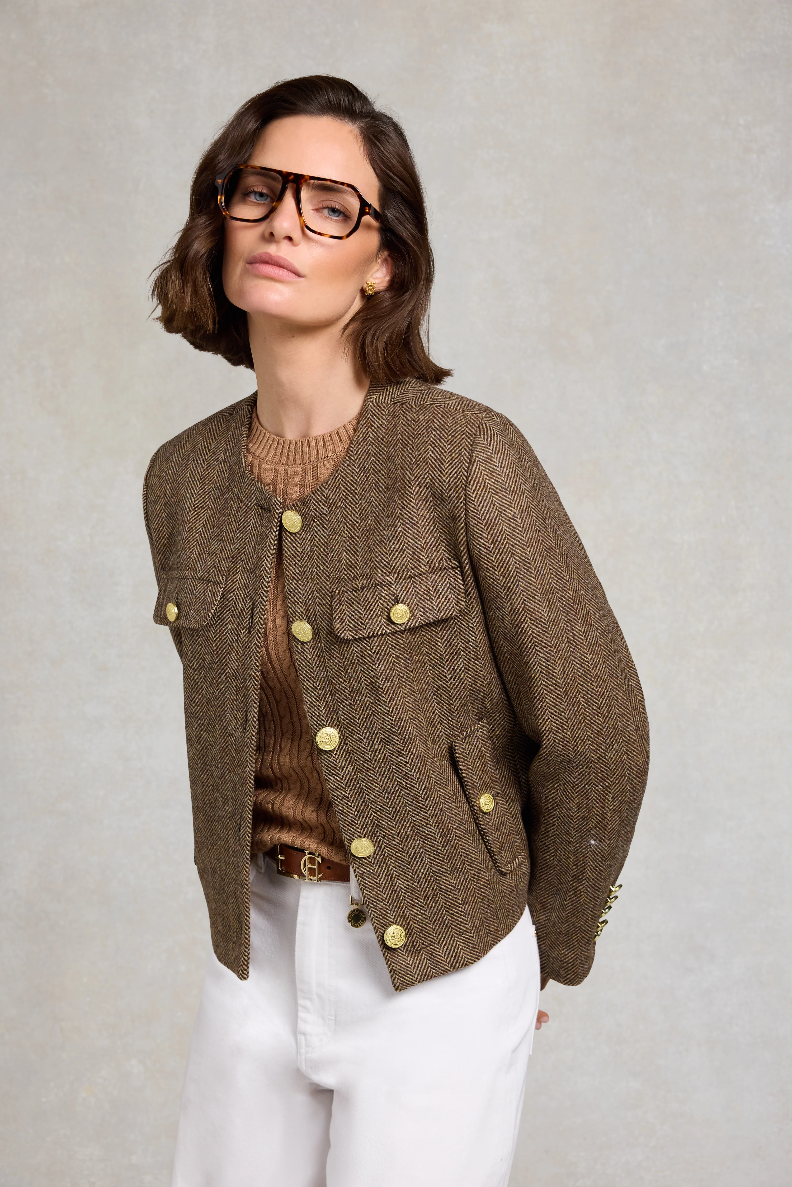 Chelsea Jacket (Large Scale Brown Herringbone) - Image 4