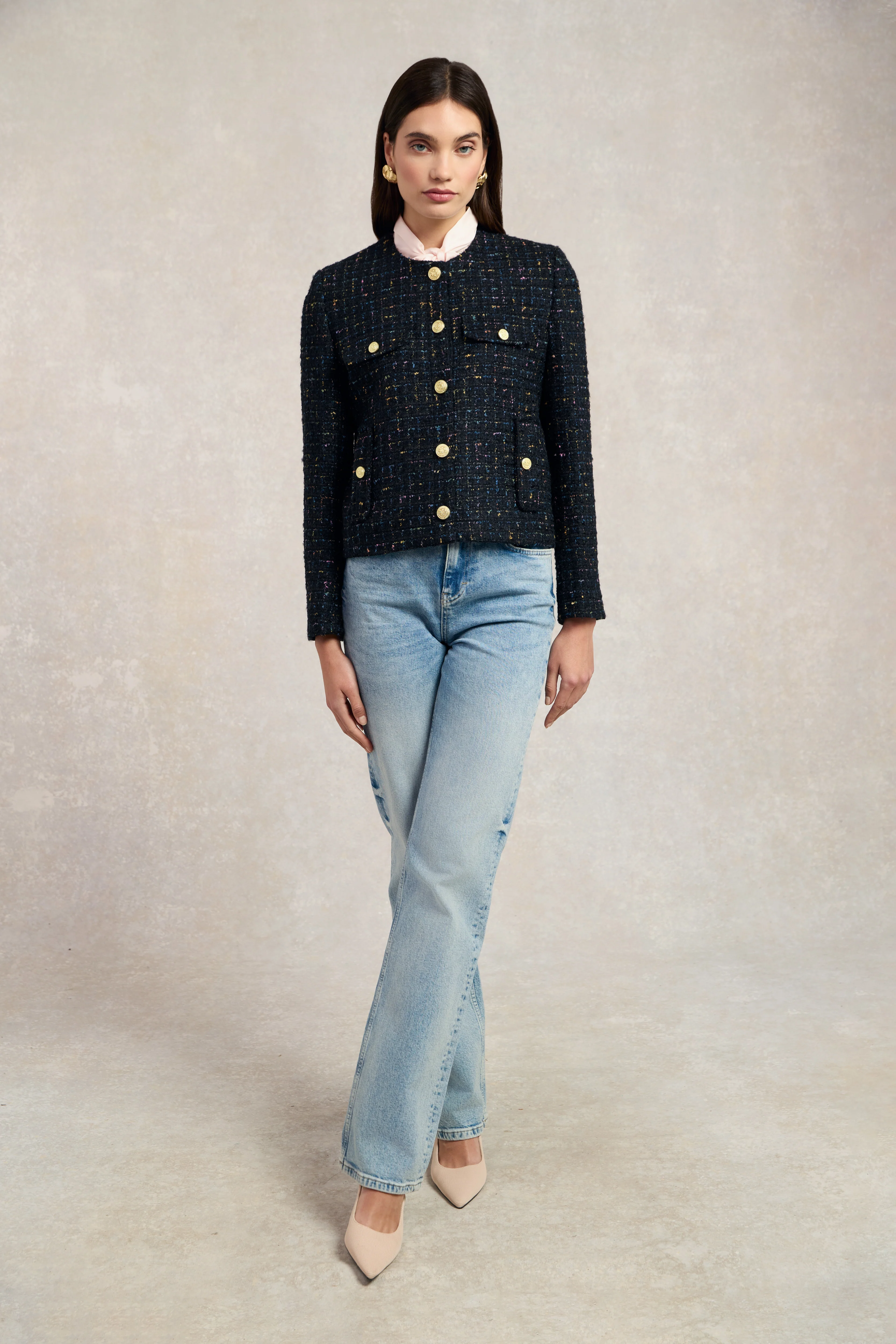 Chelsea Jacket (Black Rainbow Sparkle Tweed) - Image 5