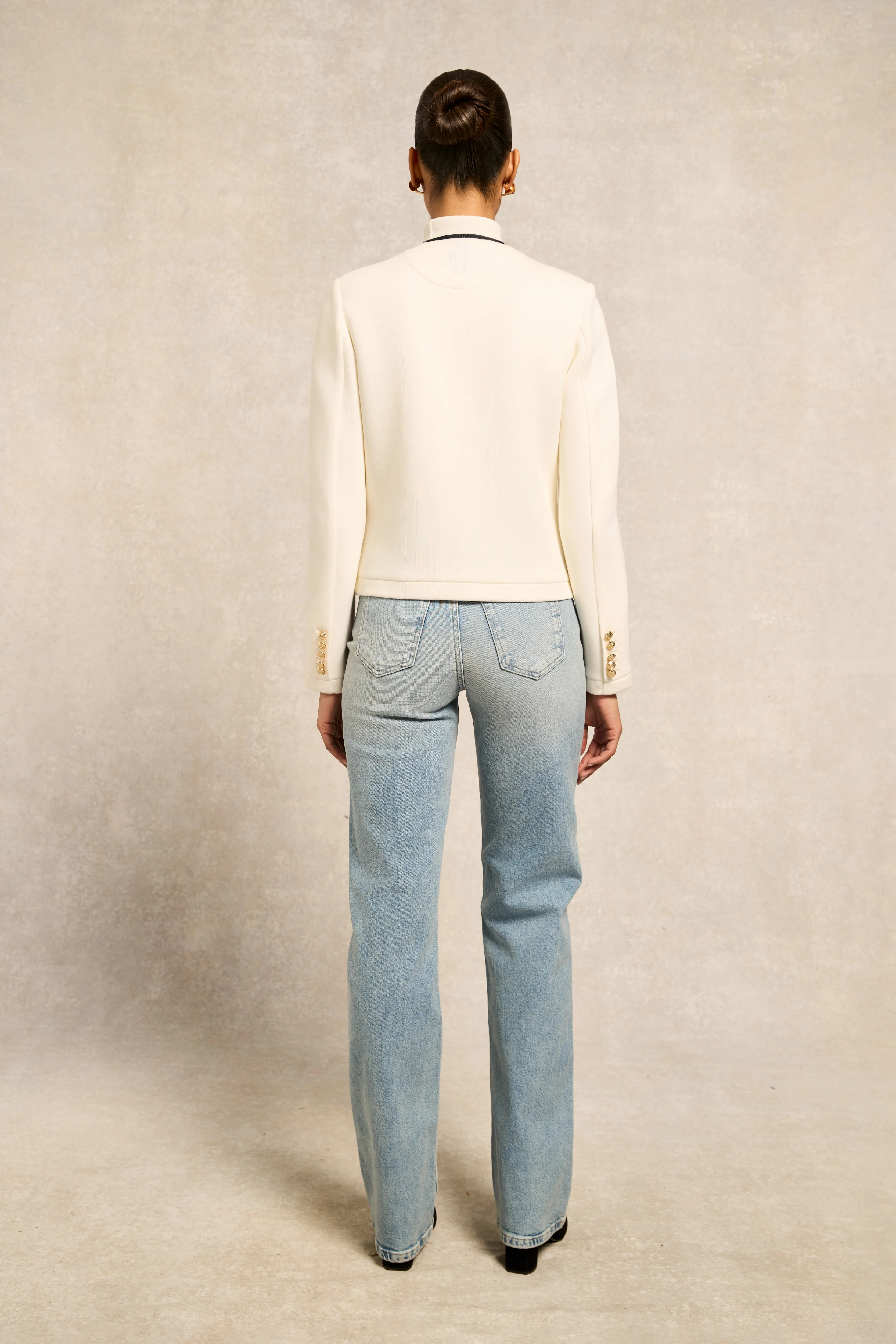 Chloe Jersey Jacket (Cream) - Image 6