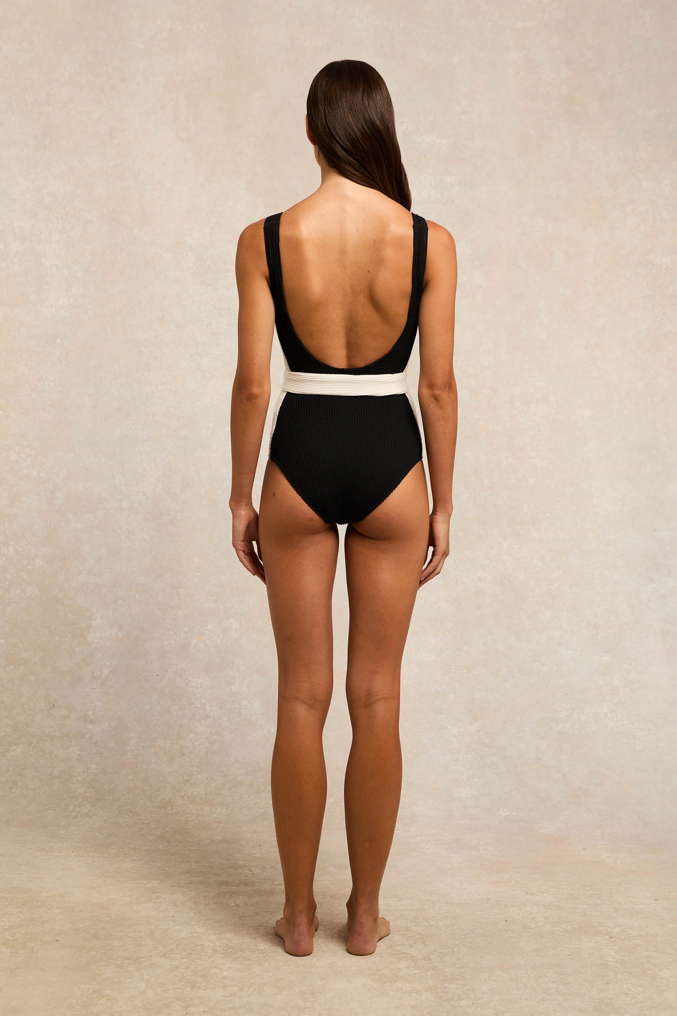 Classic Belted Swimsuit (Black) - Image 7