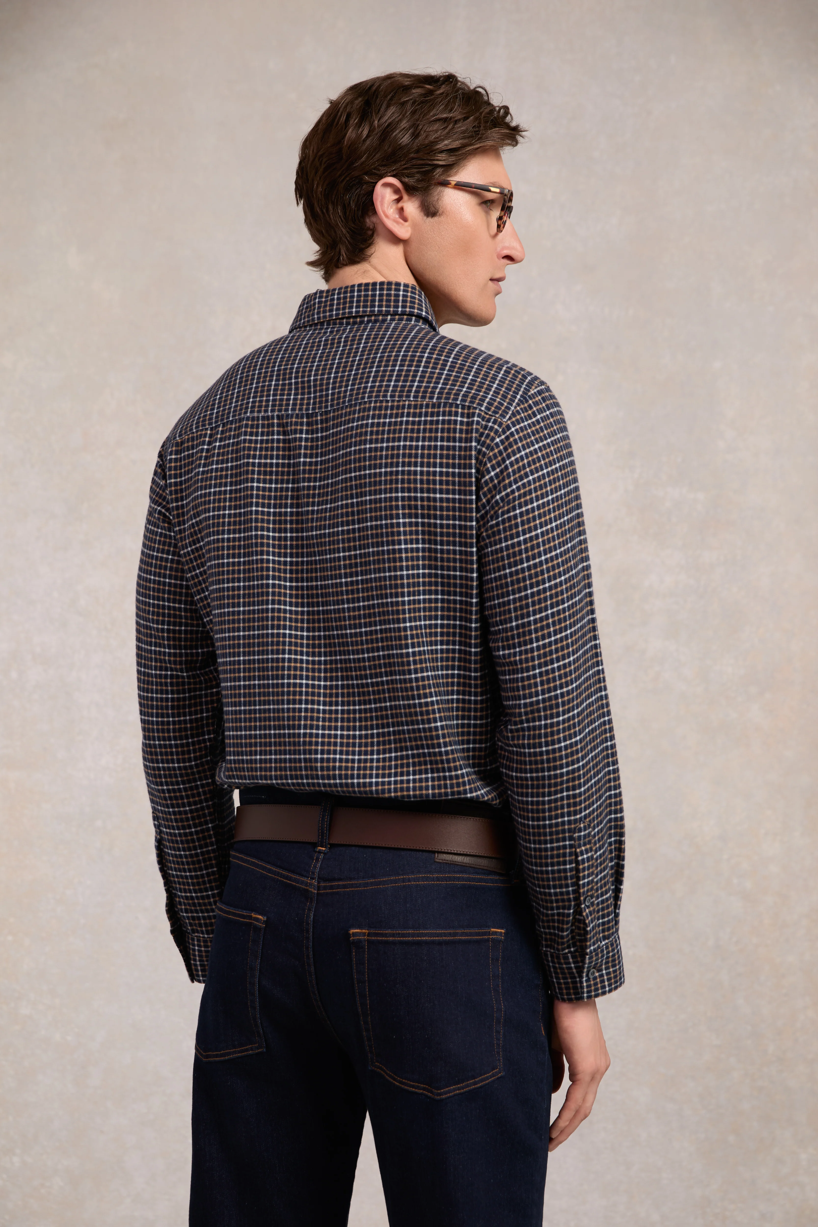 Classic Button Down Shirt (Brushed Cheltenham Navy Check) - Image 6