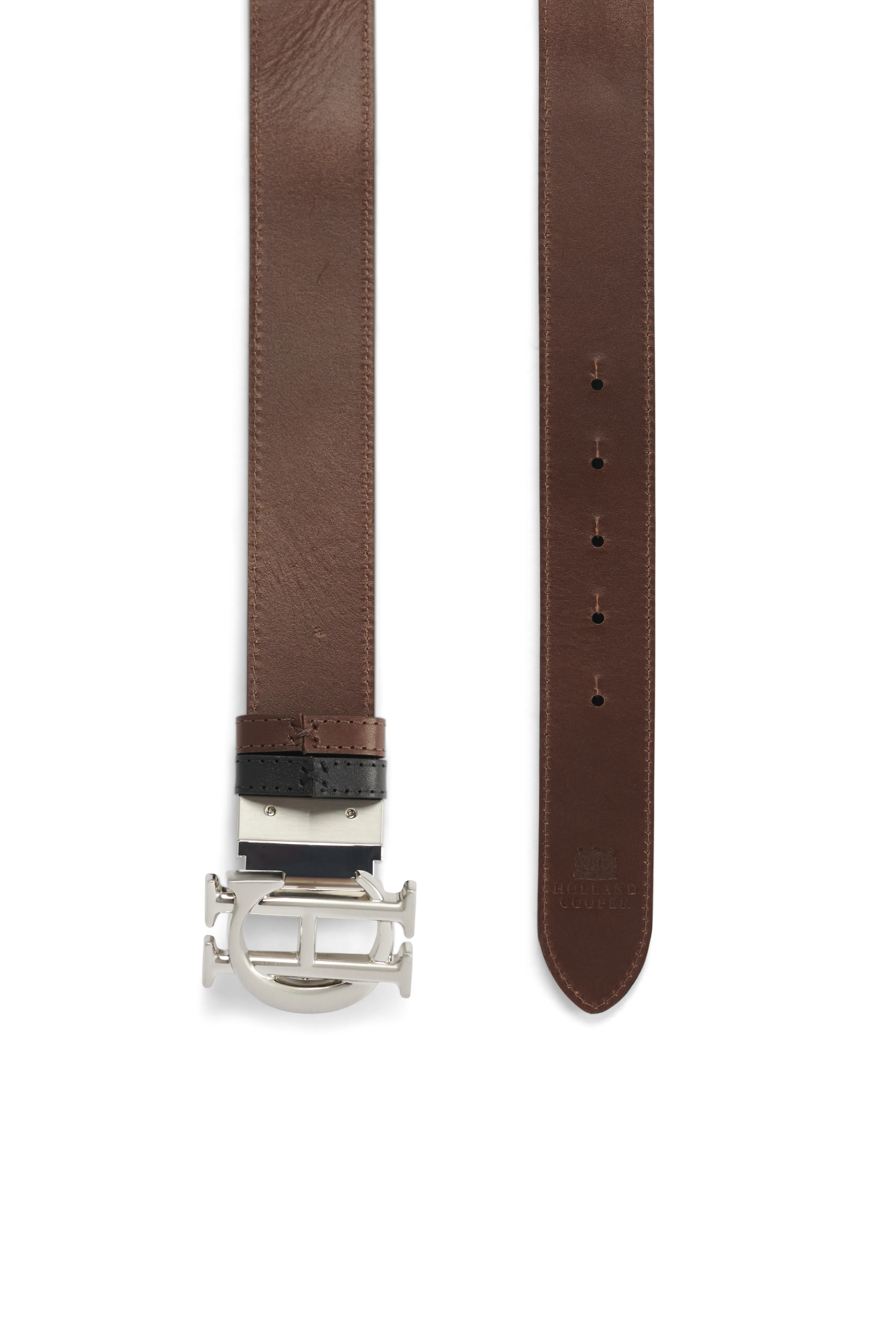 Men's Classic Reversible Belt (Chocolate Black Silver) - Image 6