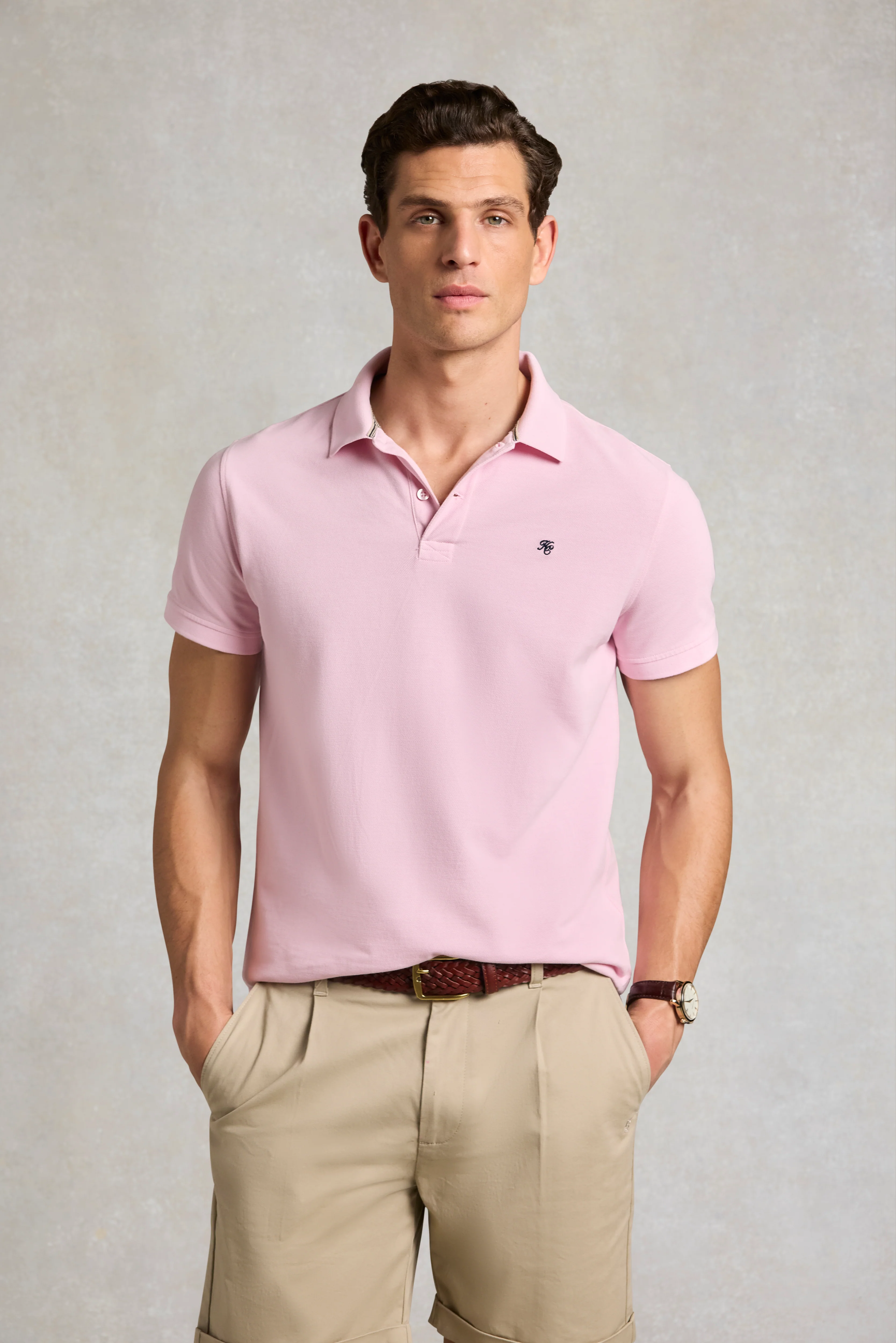 Men's Classic Short Sleeve Polo Shirt (Pink) - Image 5