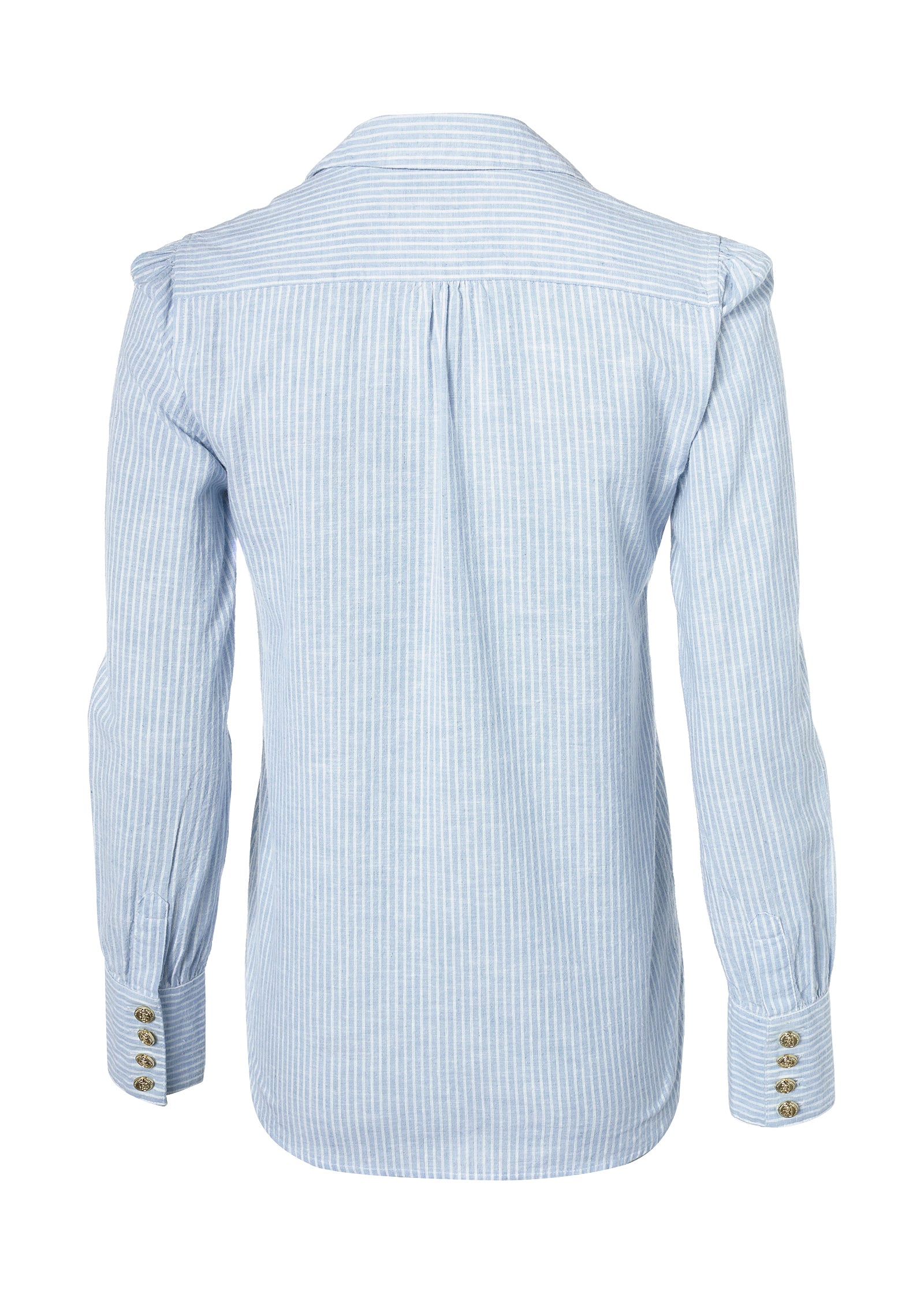 Classic V-Neck Blouse (Azure Stripe) - Image 7