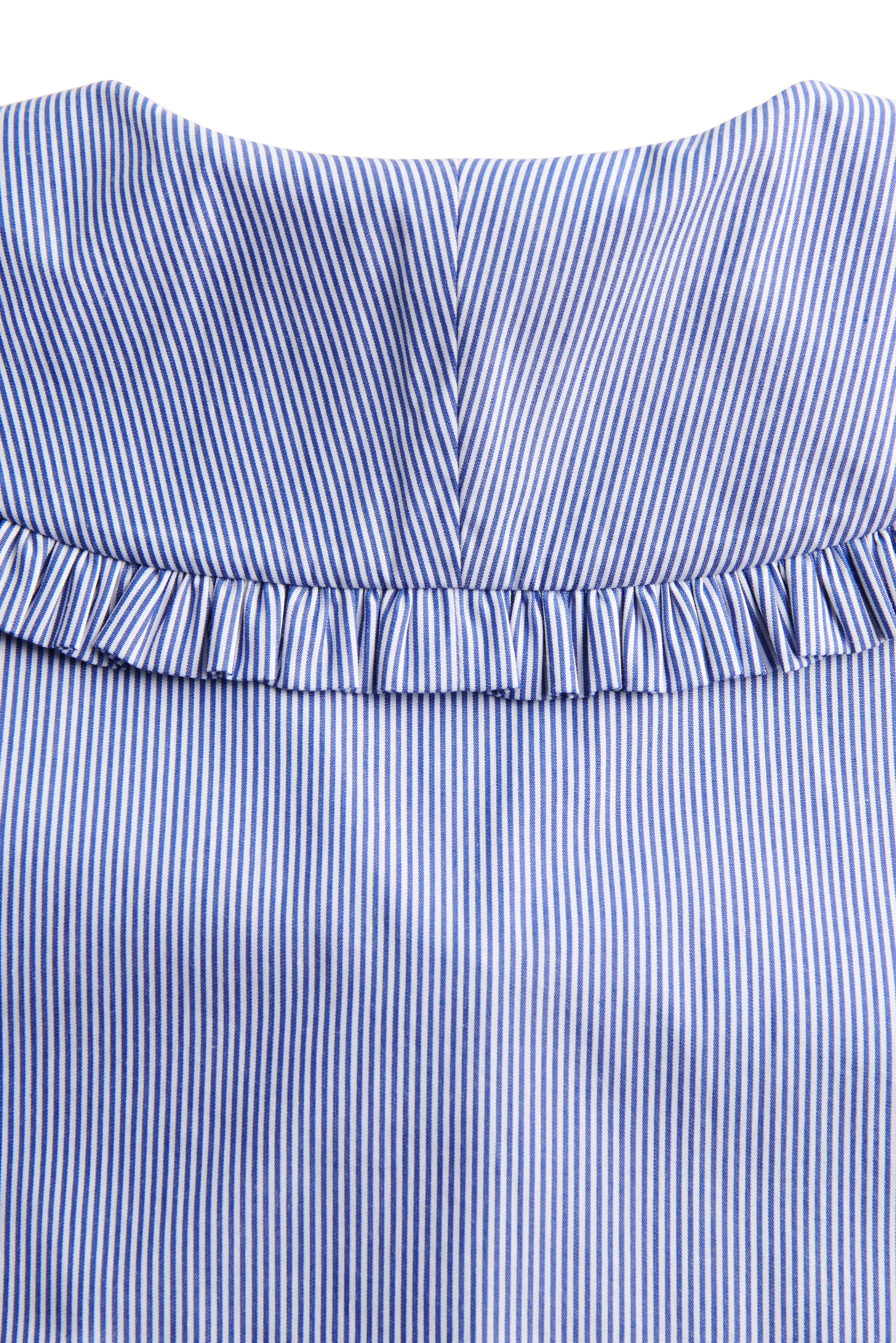 Clementine Ruffle Collar Shirt (Yacht Blue Stripe) - Image 9