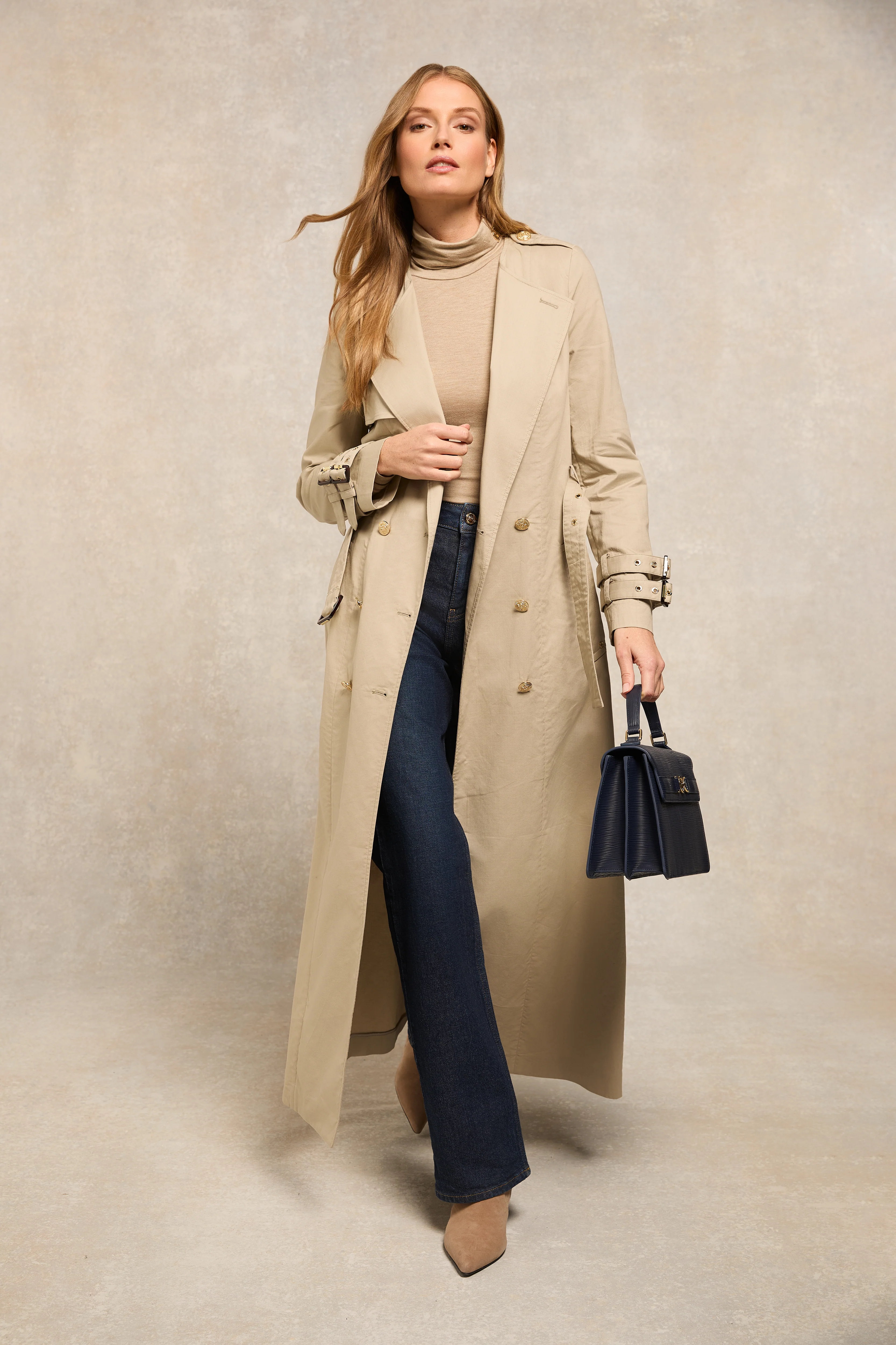 Collarless Trench Coat (French Grey) - Image 3