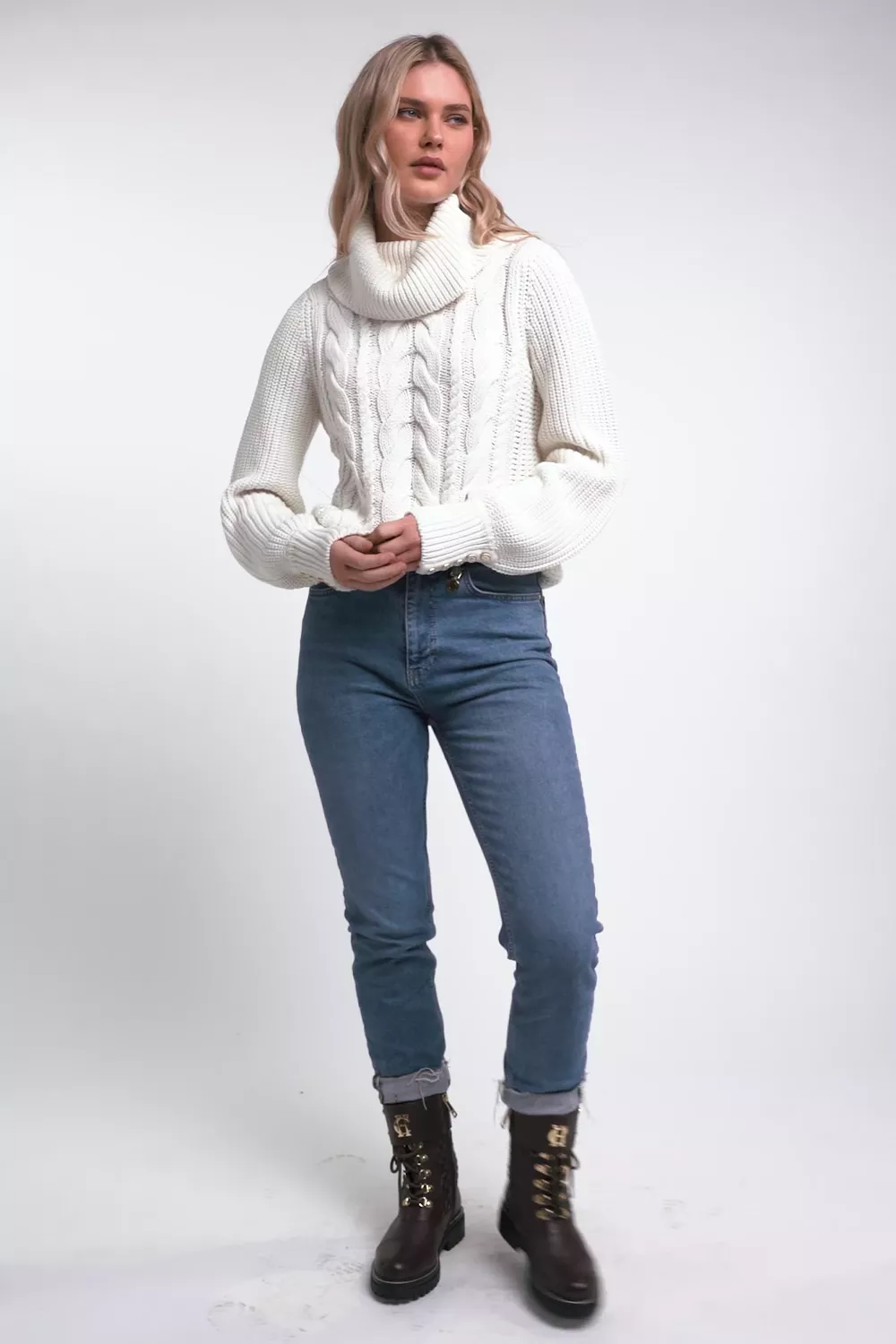 Corded Roll Neck Knit (Natural) - Image 5