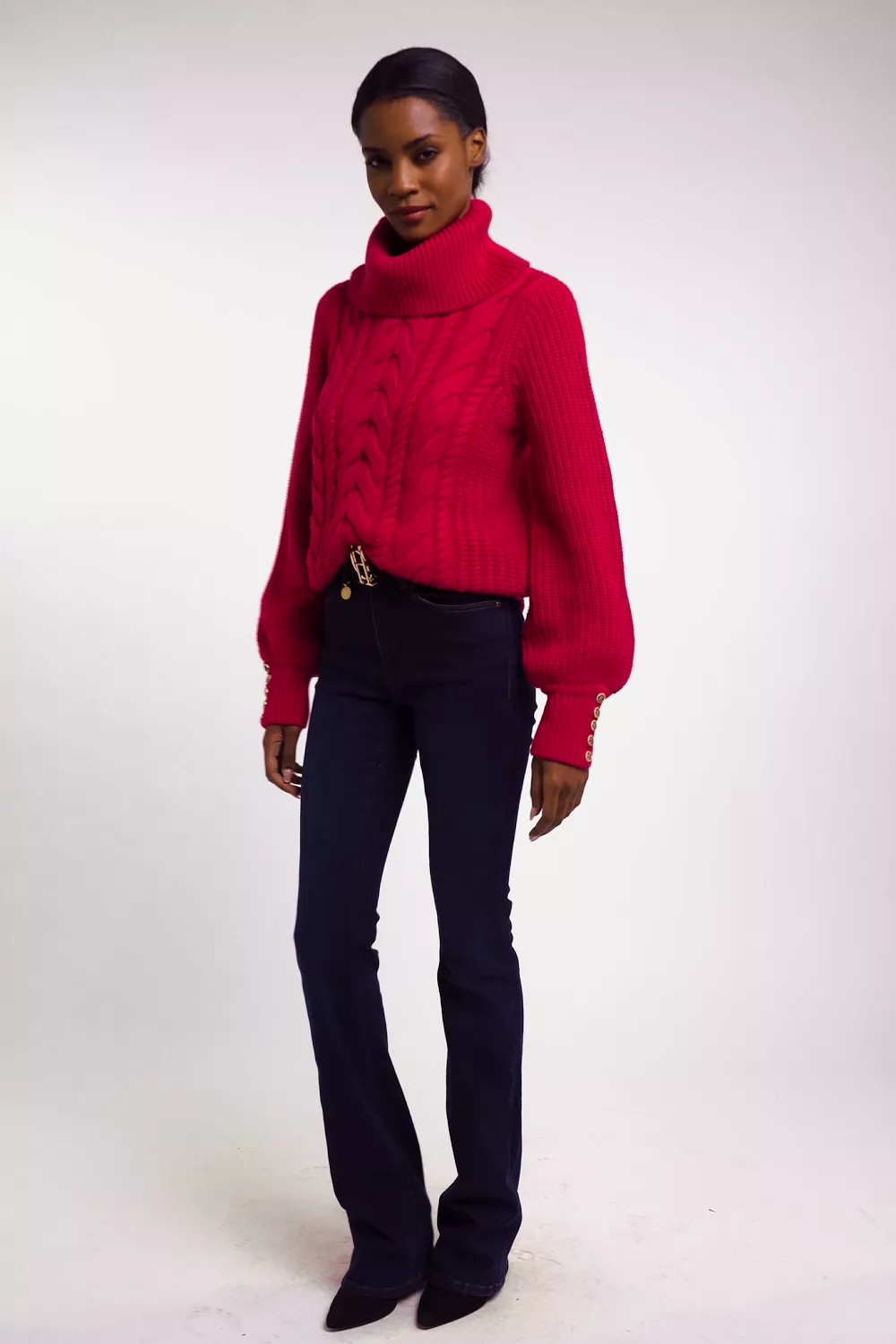 Corded Roll Neck Knit (Raspberry) - Image 5