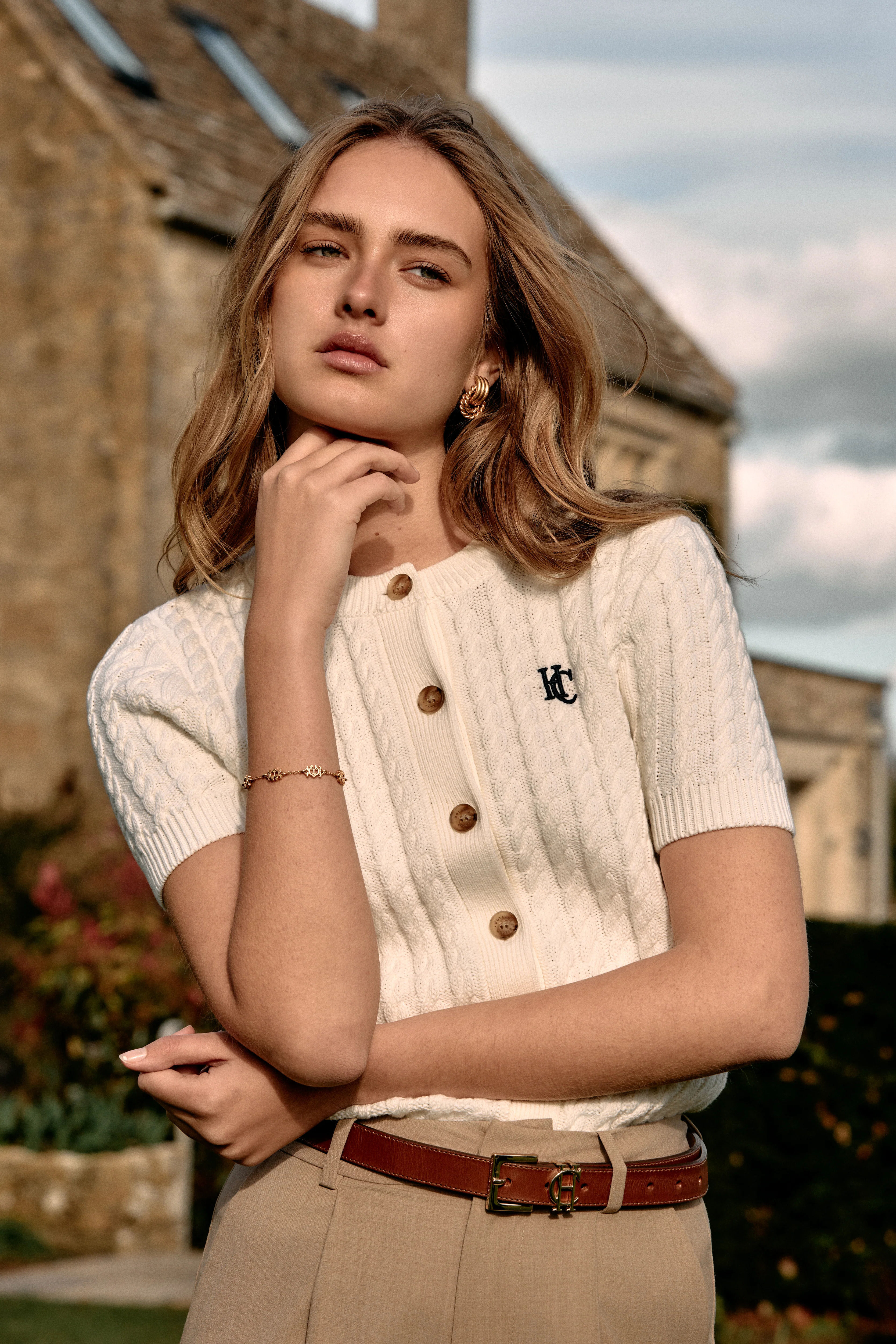 Cotswold Short Sleeve Cardigan (Natural) - Image 5