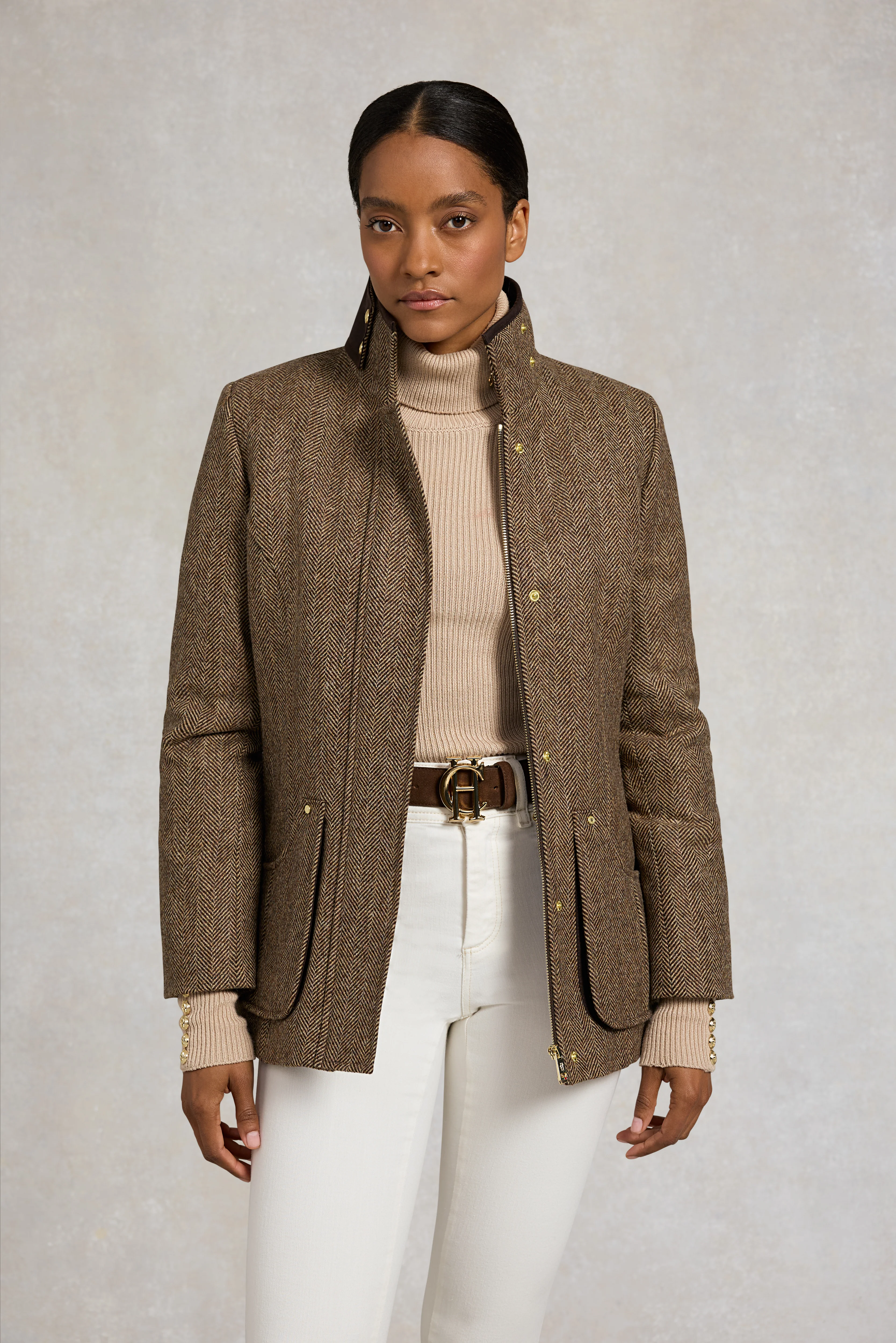 Country Classic Jacket (Large Scale Brown Herringbone) - Image 2