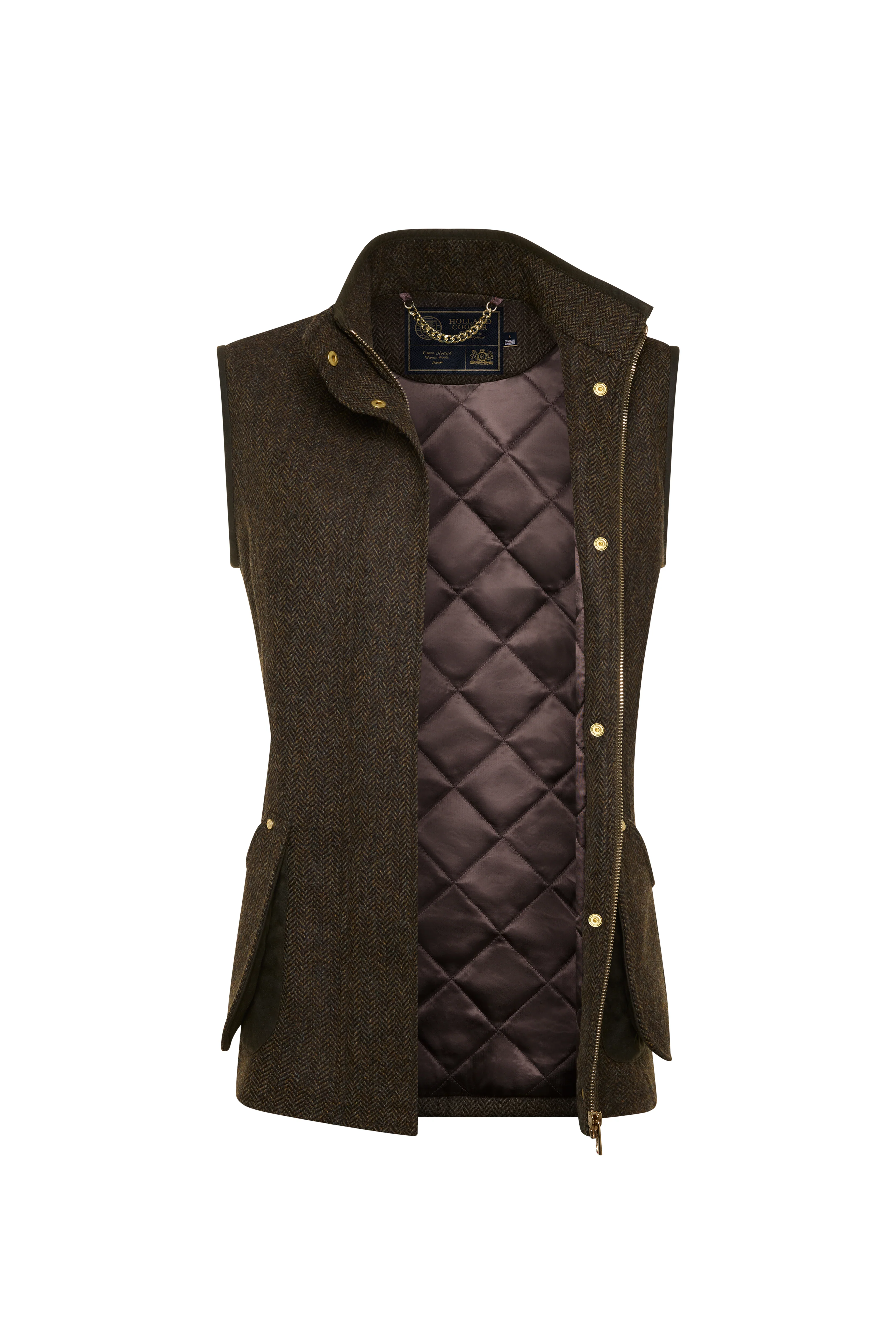 Country Classic Tweed Gilet (Dark Green Herringbone) - Image 6