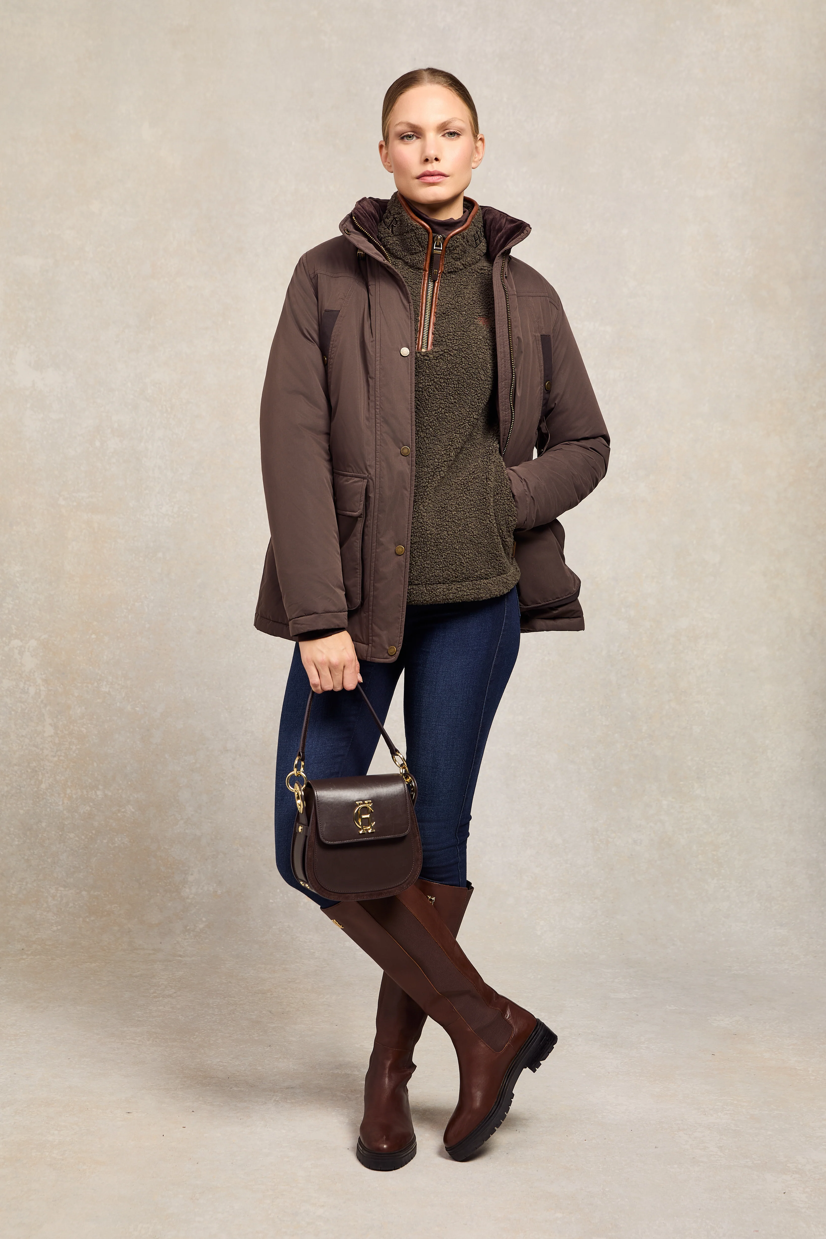 Country Fleece Quarter Zip (Khaki Borg) - Image 2