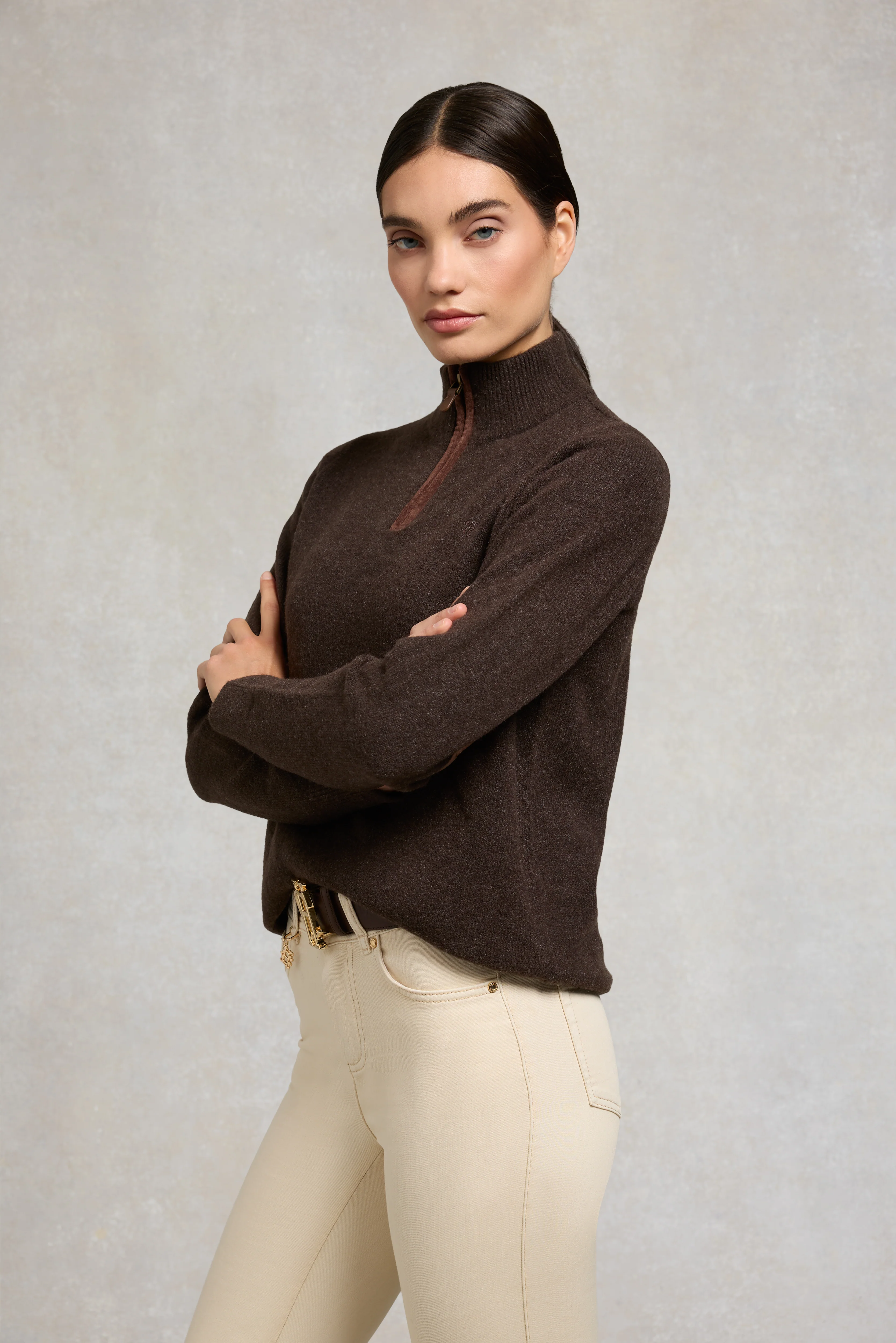 Country Quarter Zip Knit (Chocolate) - Image 6