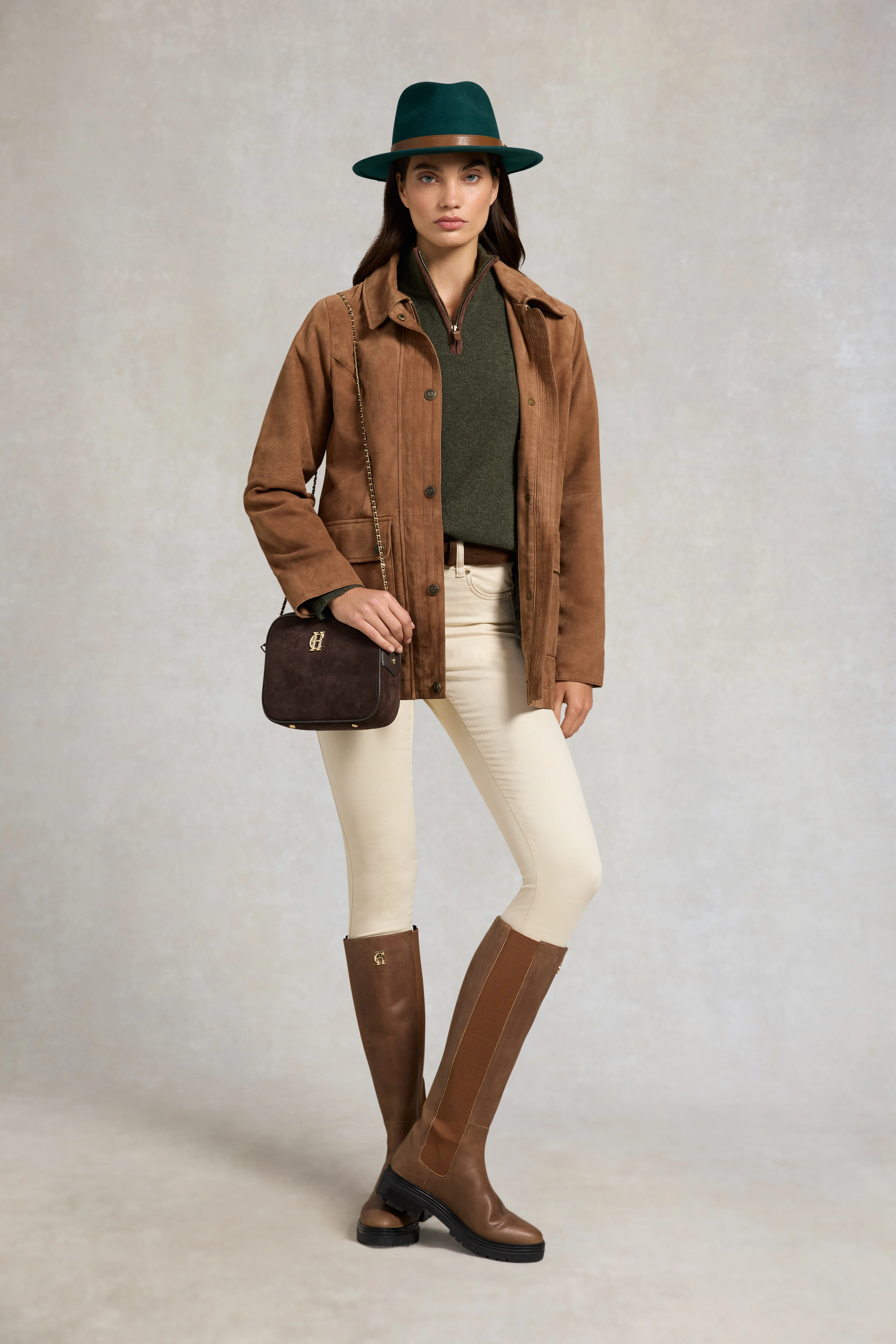 Country Quarter Zip Knit (Forest Marl) - Image 3