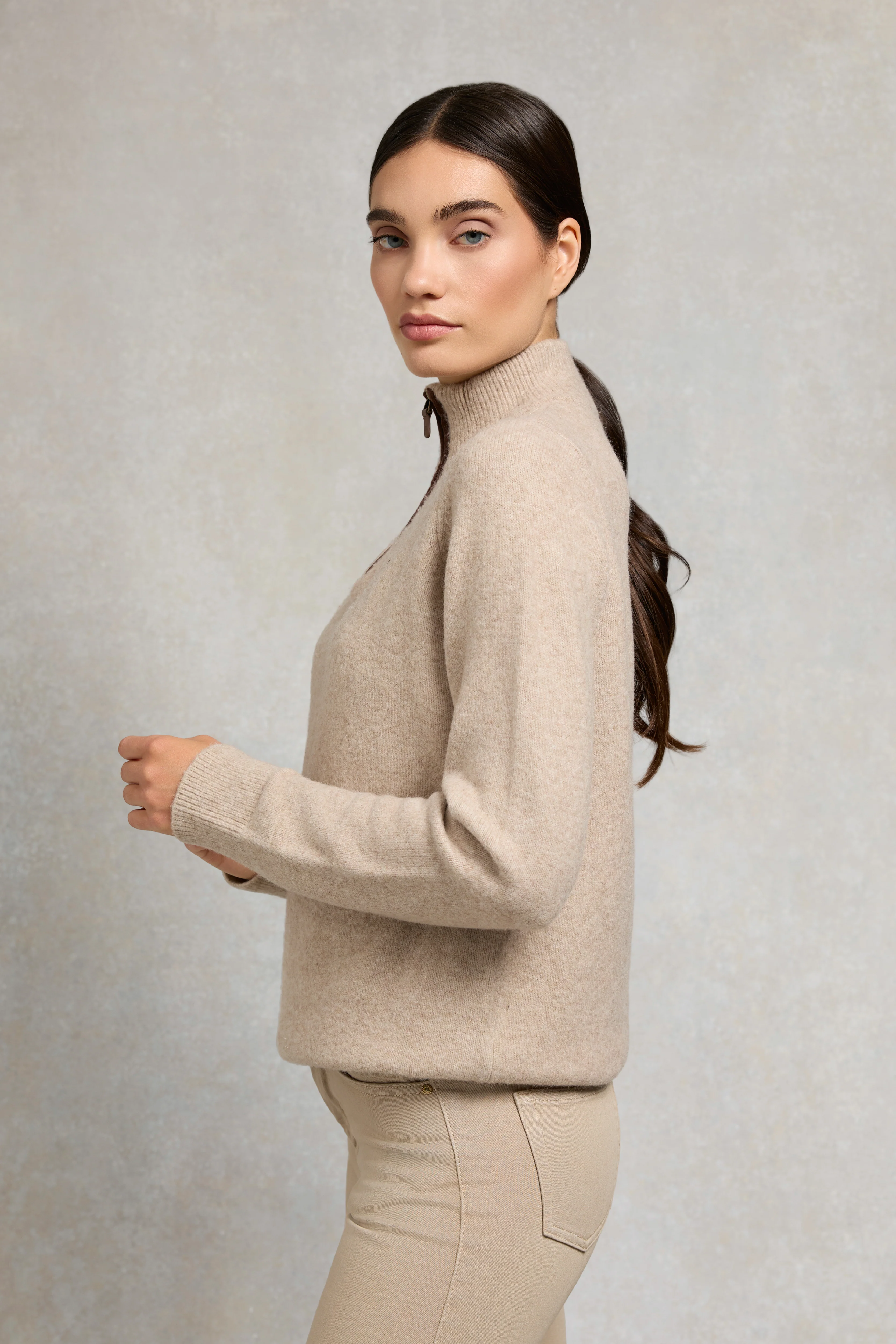 Country Quarter Zip Knit (Oatmeal) - Image 6