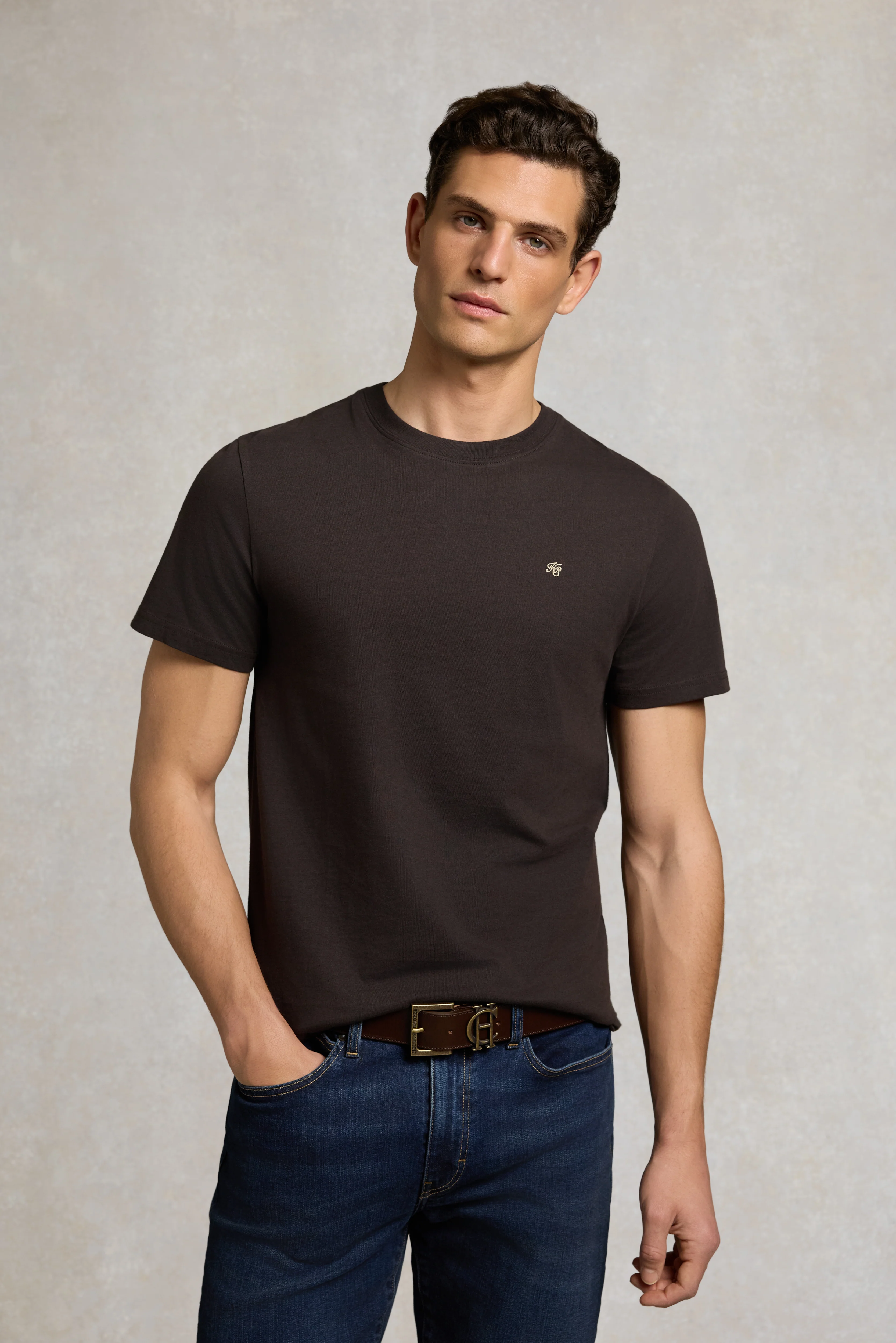 Men's Crew Neck T-Shirt (Chocolate) - Image 2