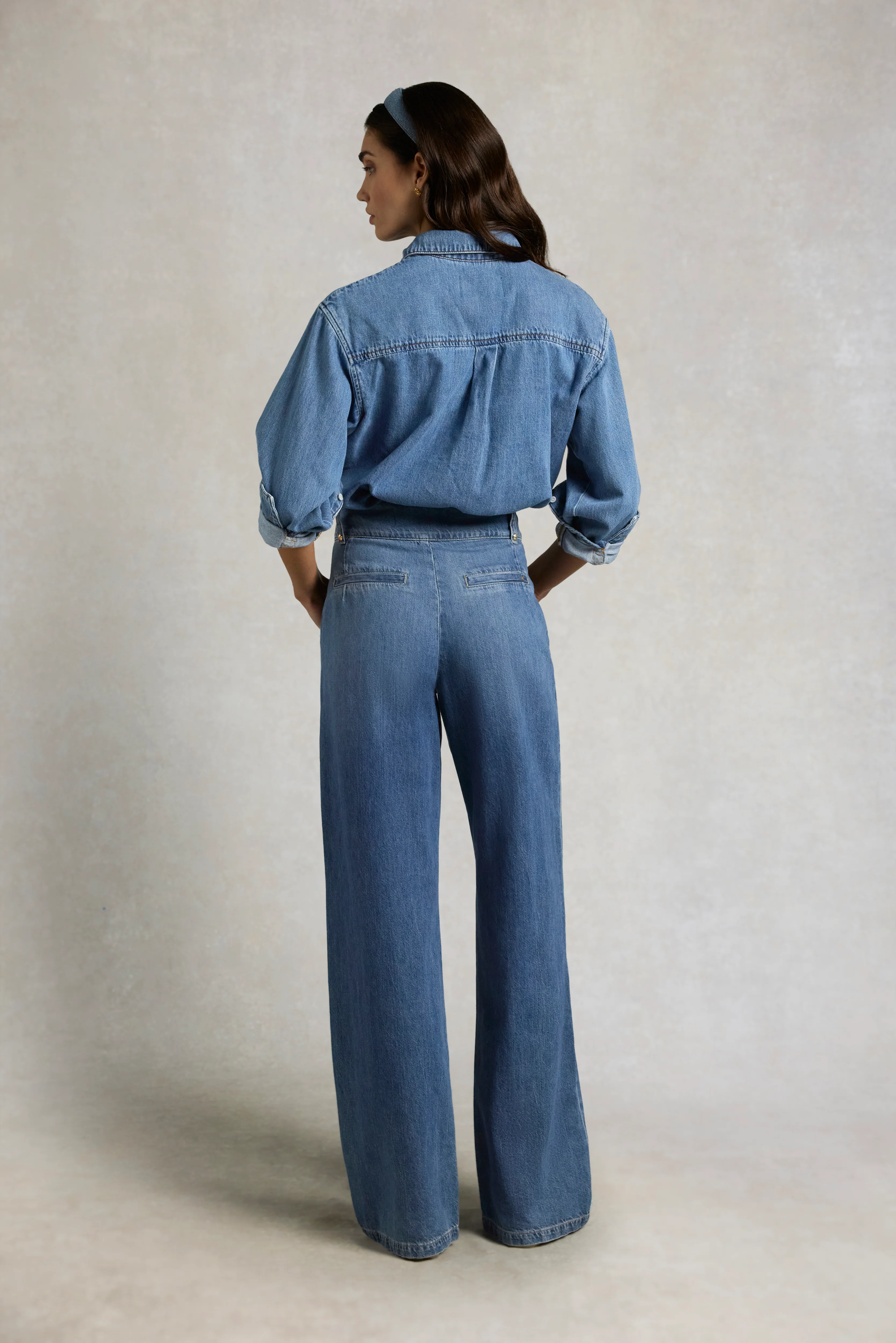 Cropped Denim Shirt (Mid Quartz Blue) - Image 5