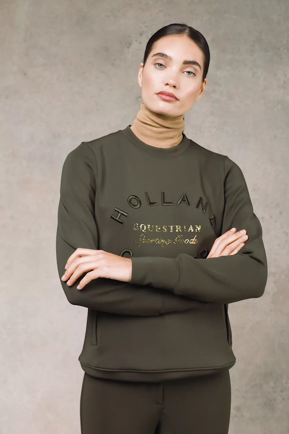 Crystal Crew Neck Sweat (Dark Olive) - Image 5