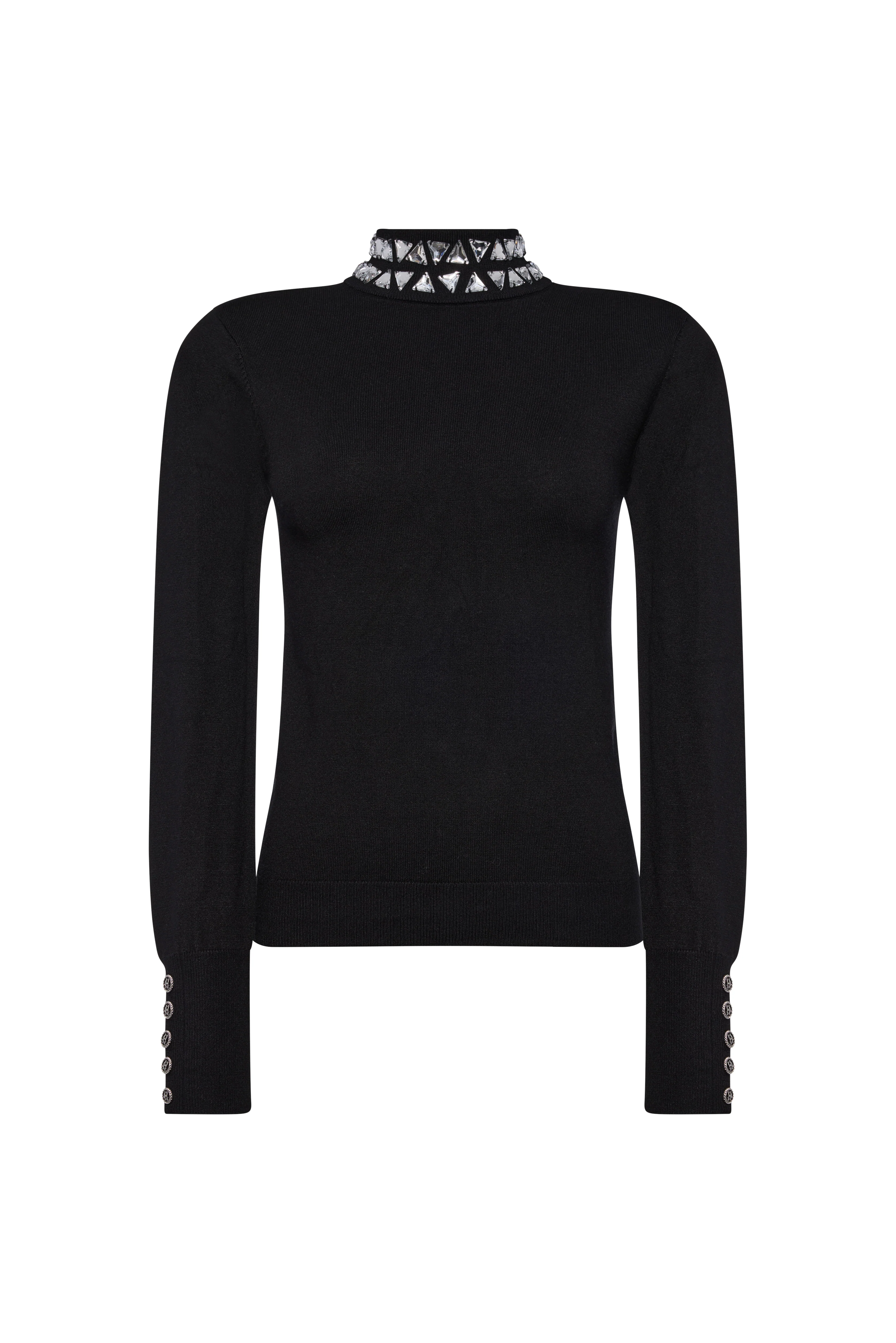 Crystal High Neck Knit (Black) - Image 7